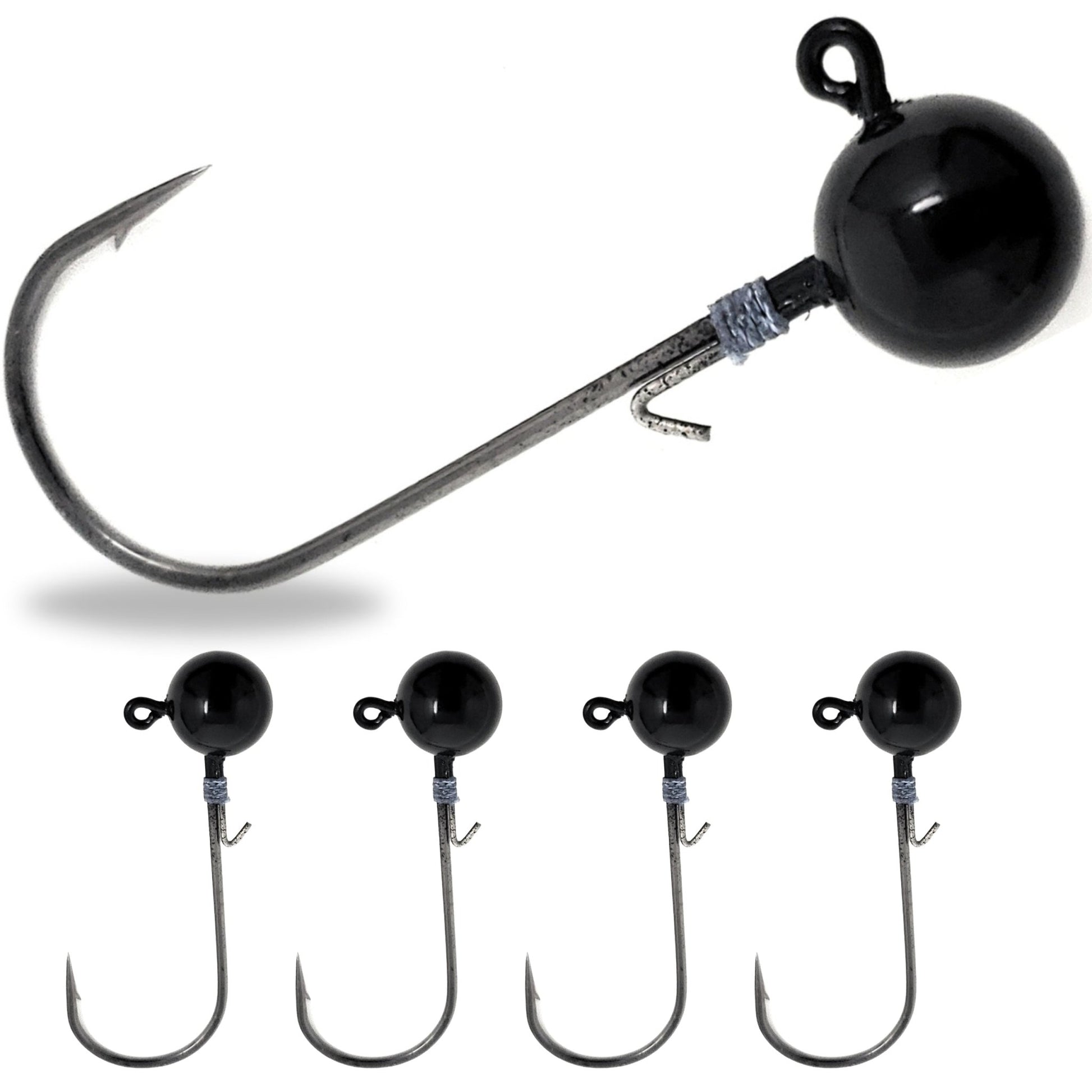 Reaction Tackle Tungsten Ball Jig Heads (5 - Pack) – 1/16 oz (2 hook) for fishing (1 view)