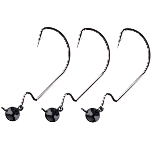 Reaction Tackle Tungsten Football/Swing Jig Heads - 3 - Pack – Green Pumpkin for fishing (1 view)