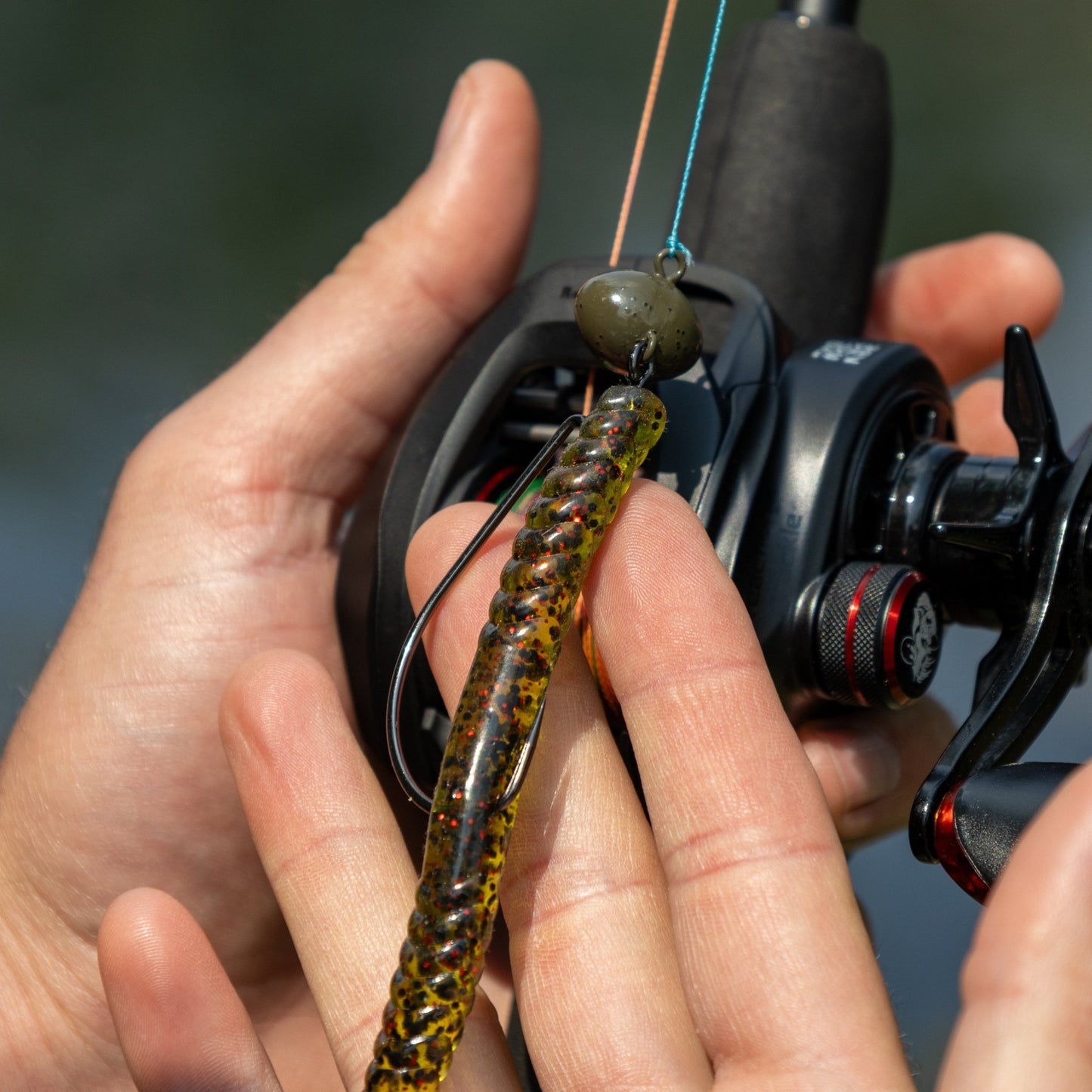 Reaction Tackle Tungsten Football/Swing Jig Heads - 3 - Pack – Green Pumpkin for fishing (5 view)