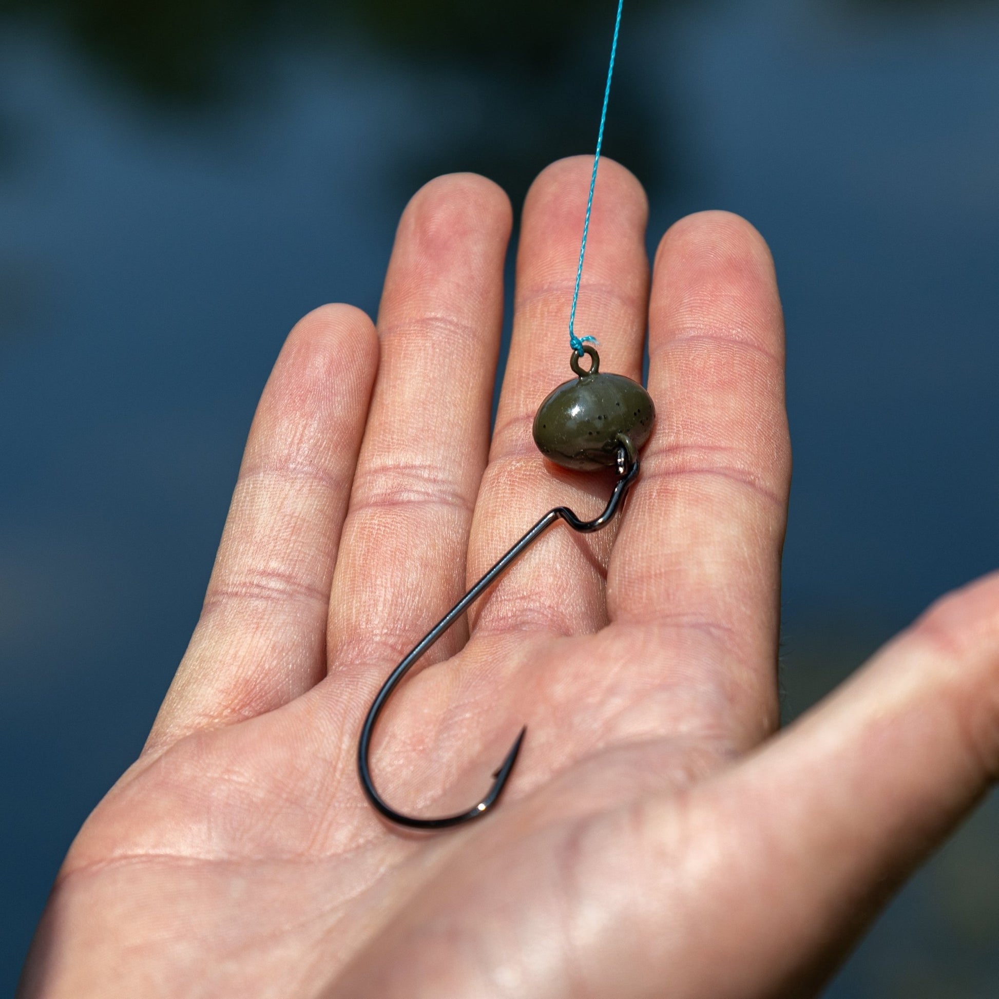 Reaction Tackle Tungsten Football/Swing Jig Heads - 3 - Pack – Green Pumpkin for fishing (3 view)