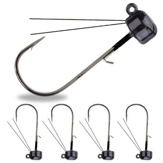 Reaction Tackle Tungsten Ned Rig - Shroom Jigs (5 - Pack) – Black fishing - jigs for fishing (1 view)