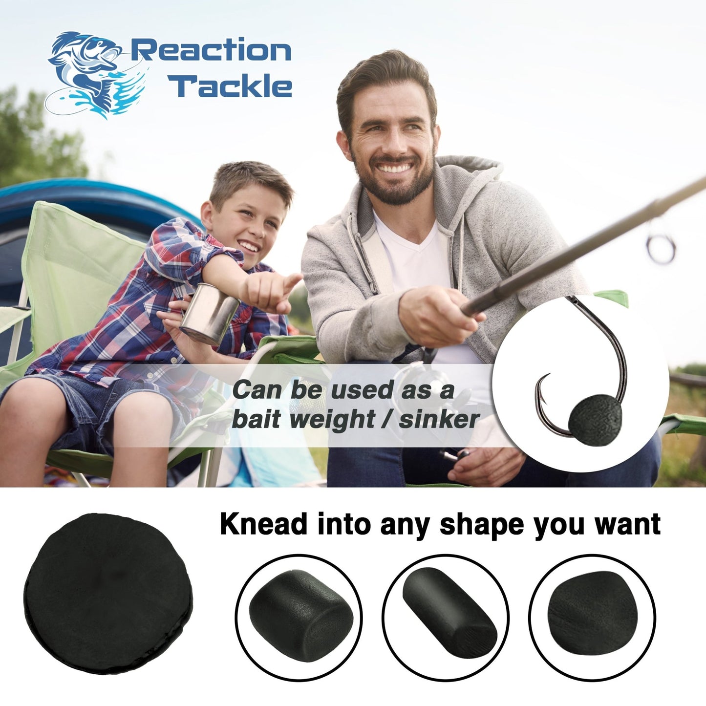 Reaction Tackle Tungsten Putty – Black for fishing (2 view)