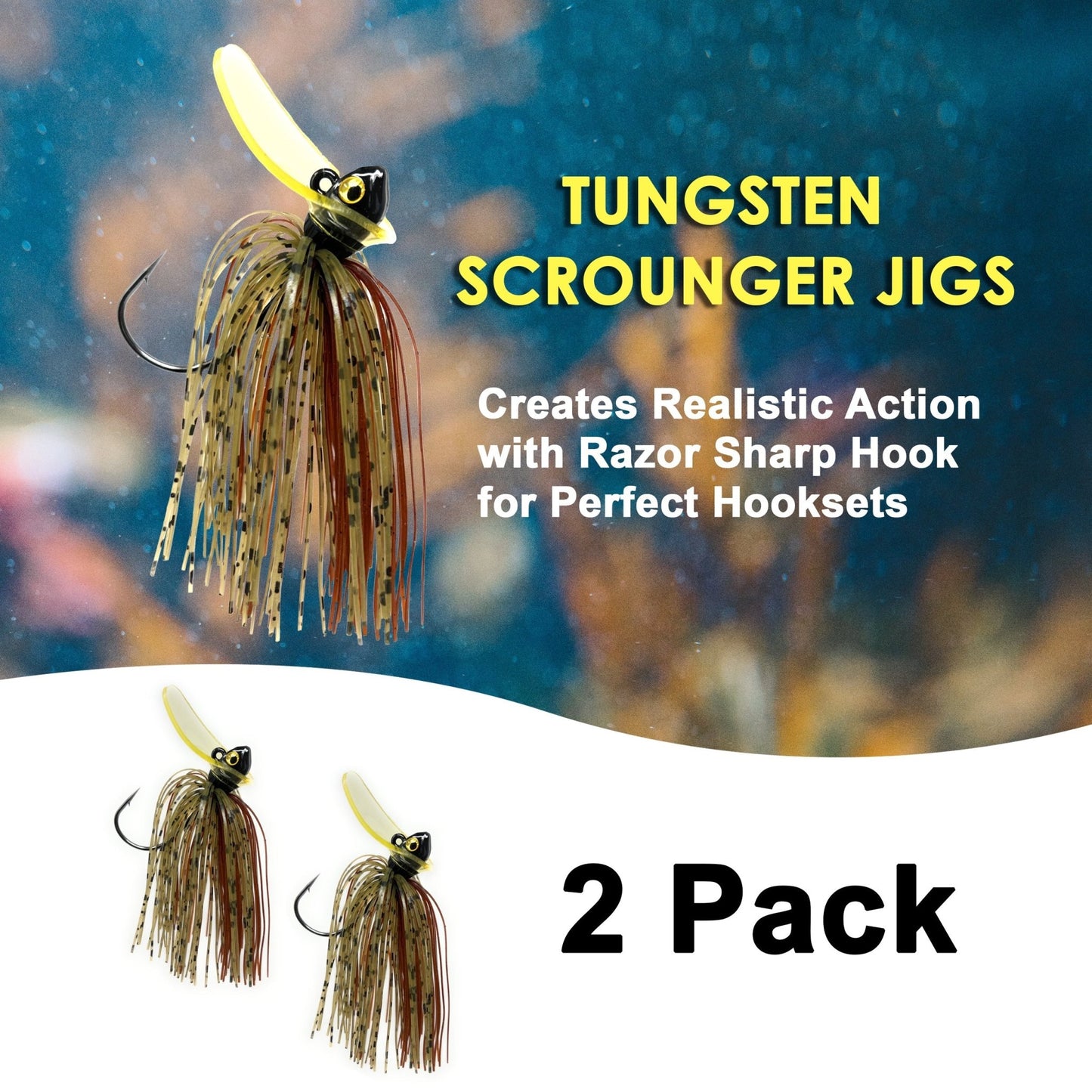 Reaction Tackle Tungsten Scrounger Jigs (2 - Pack) – Black/ Blue for fishing (8 view)