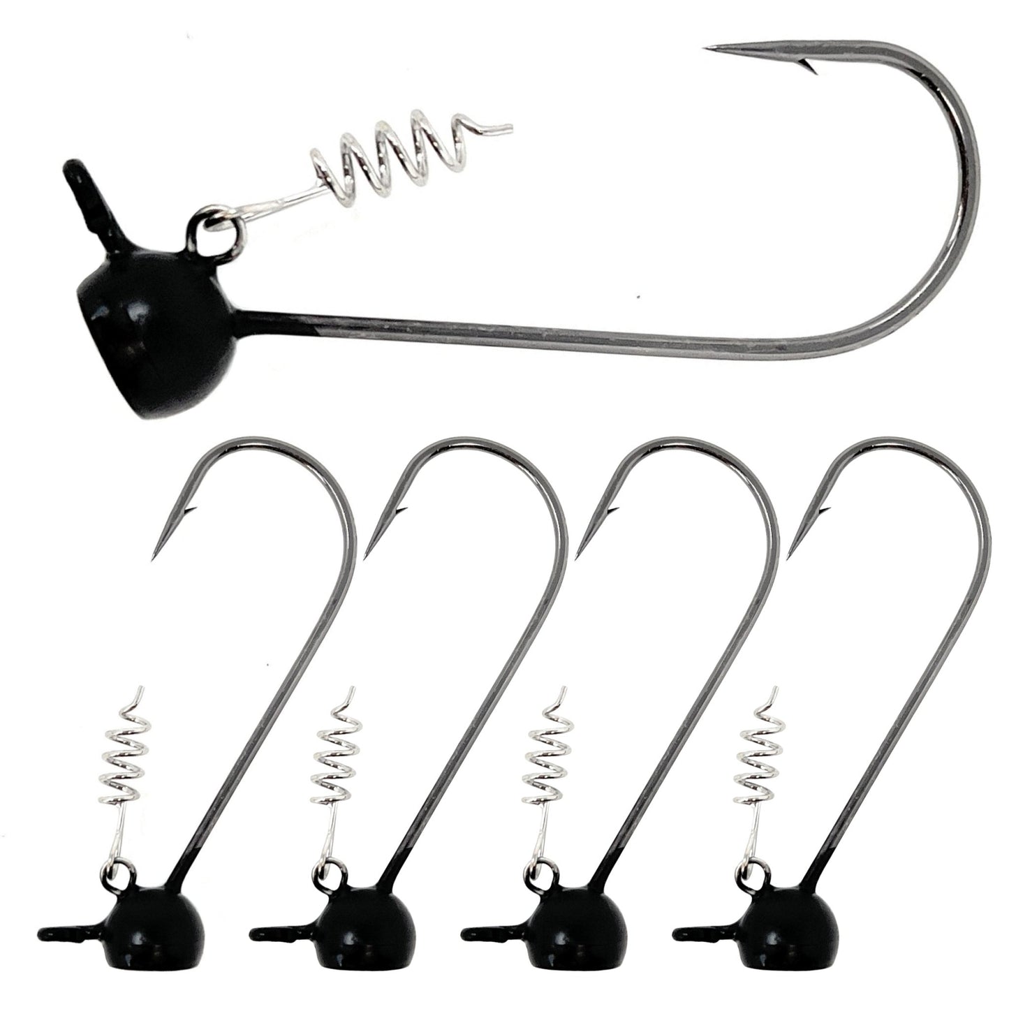 Reaction Tackle Tungsten Stand - Up Shaky Head Jigs (5 pack) – Black for fishing (1 view)