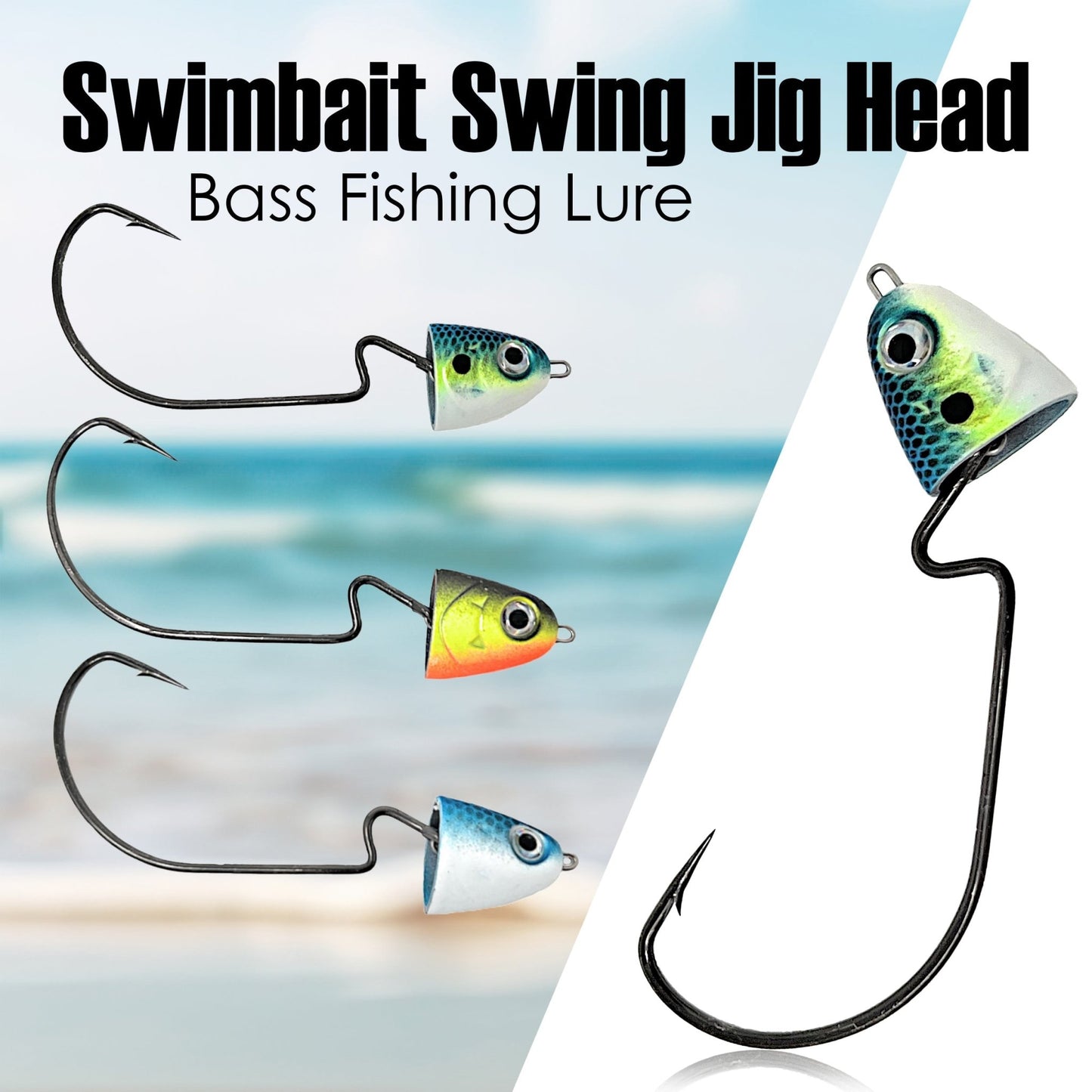 Reaction Tackle Tungsten Swing/ Swimbait Jig Heads – Hot Shad jigs for fishing (6 view)