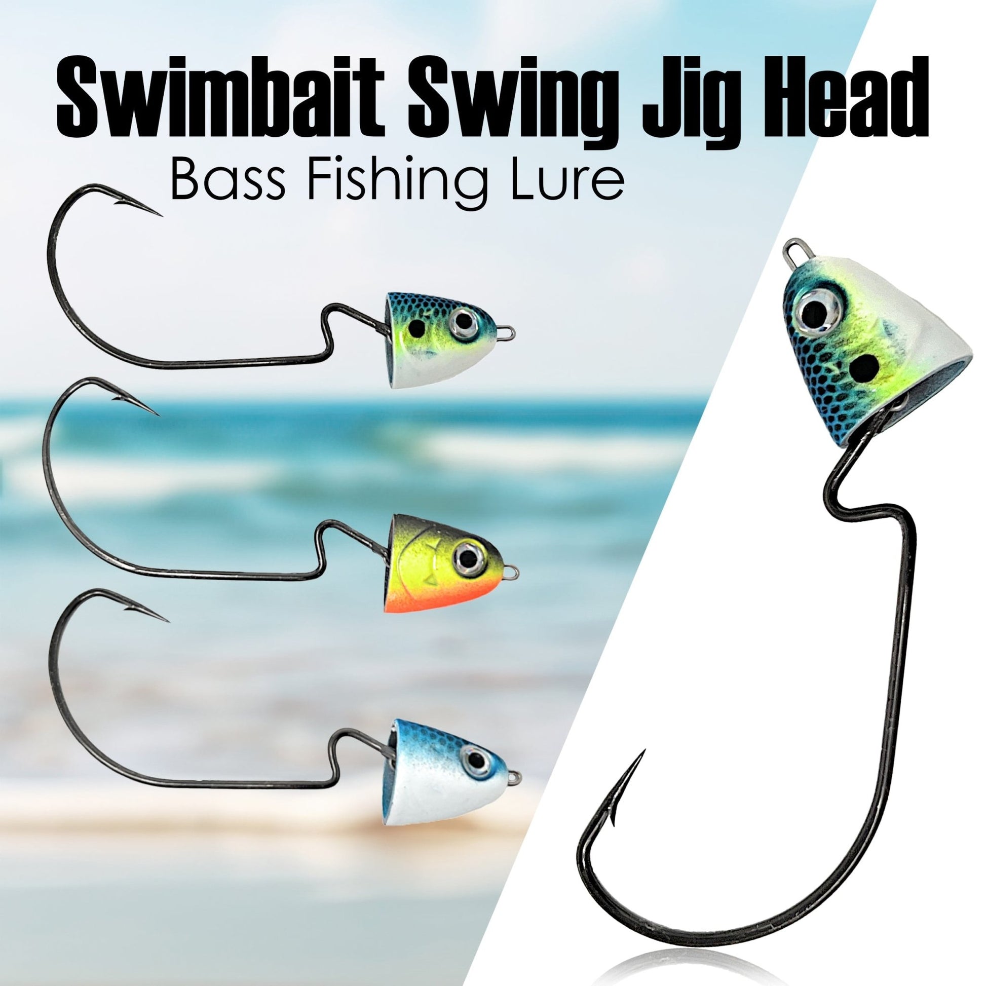 Reaction Tackle Tungsten Swing/ Swimbait Jig Heads – Hot Shad jigs for fishing (6 view)