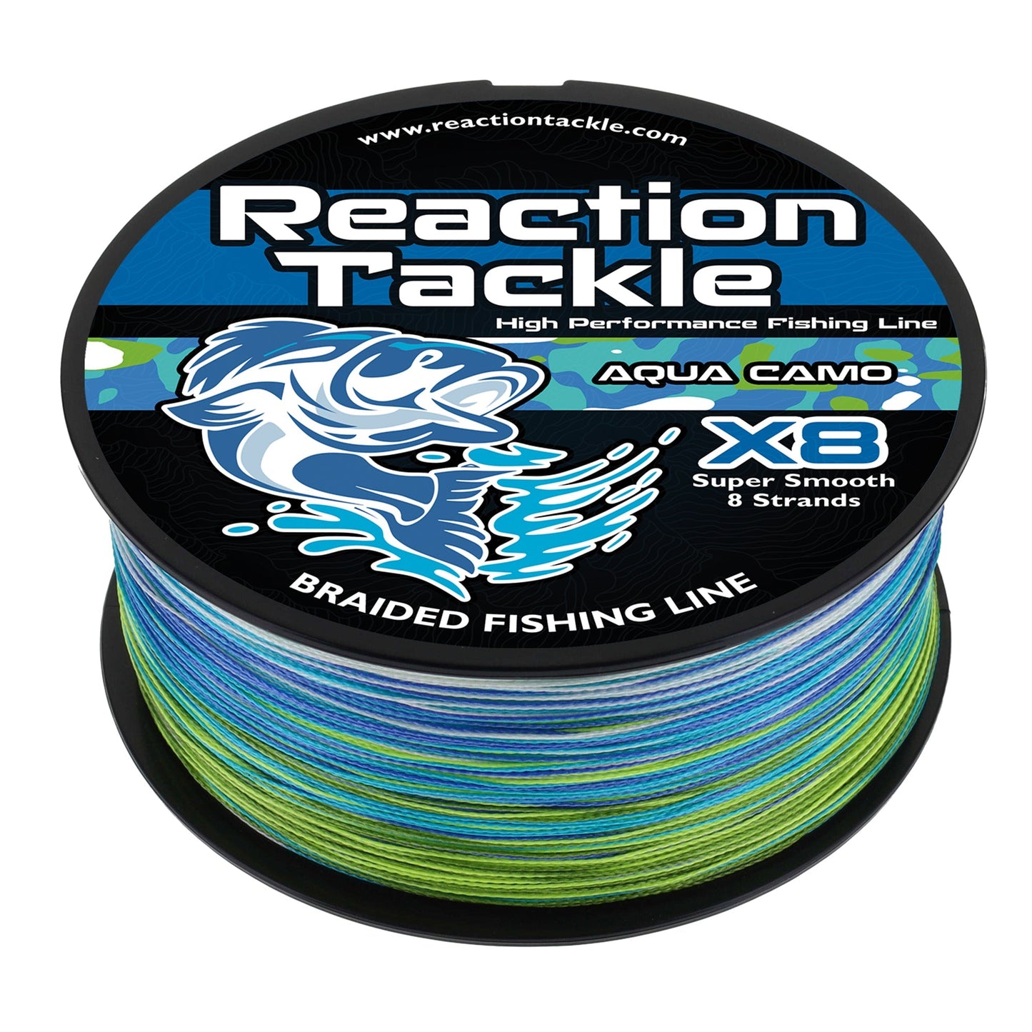Reaction Tackle X8 Braided Fishing Line - Aqua Camo 8 Strand – 10lb Braided Fishing Line for fishing (1 view)