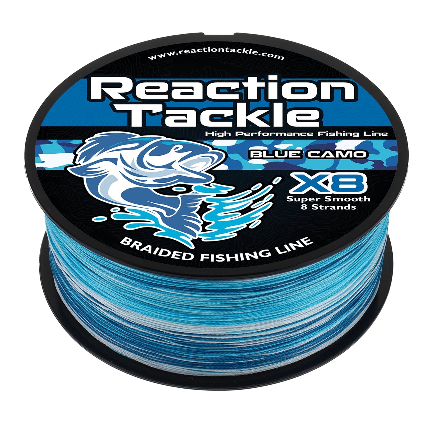 Reaction Tackle X8 Braided Fishing Line - Blue Camo 8 Strand – 10lb Braided Fishing Line for fishing (1 view)