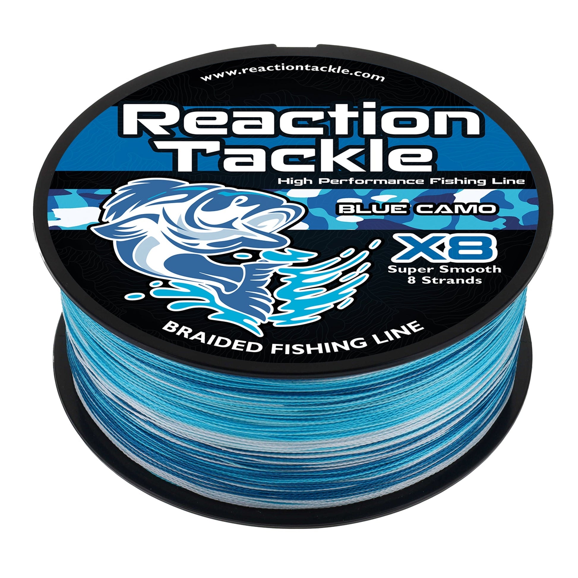 Reaction Tackle X8 Braided Fishing Line - Blue Camo 8 Strand – 10lb Braided Fishing Line for fishing (1 view)