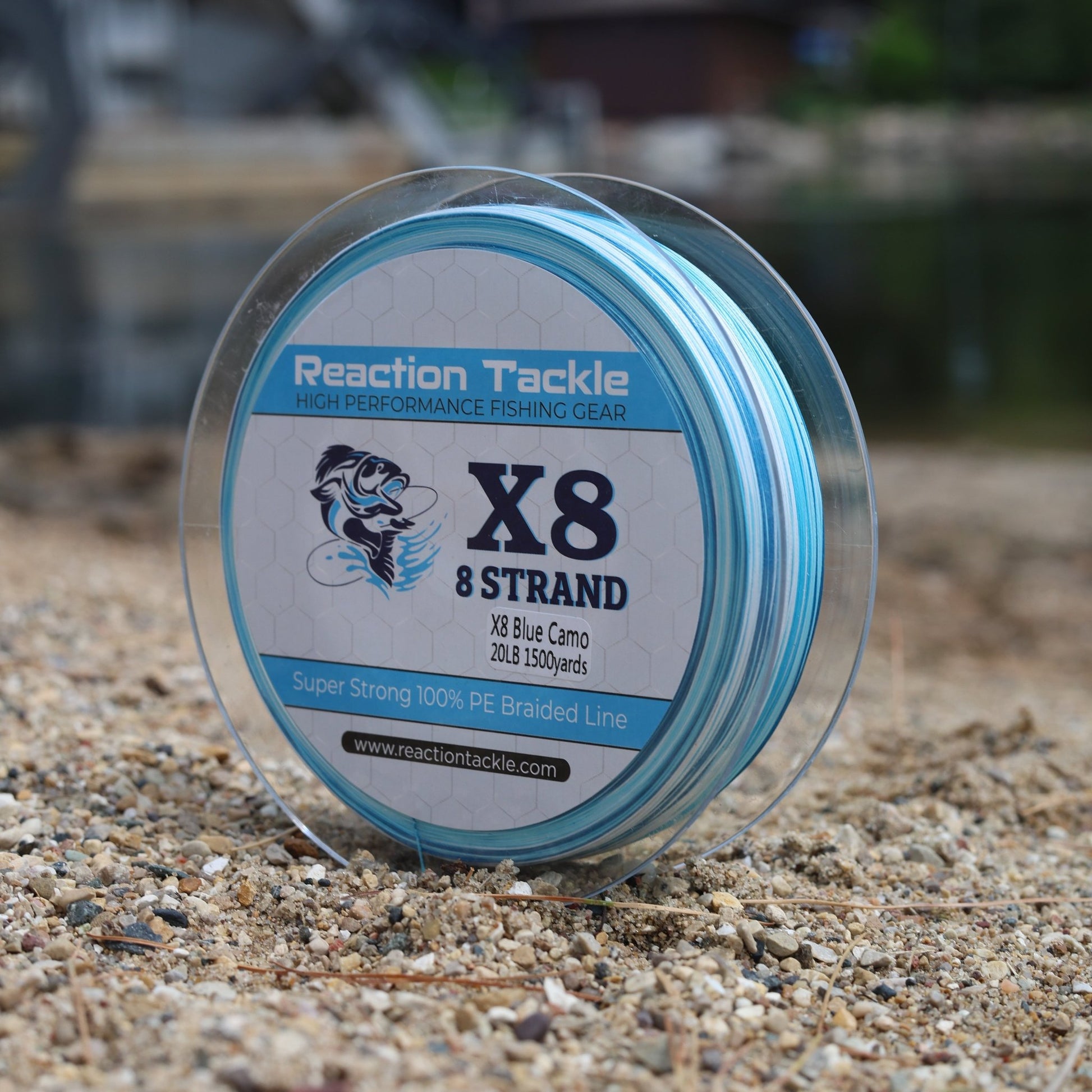 Reaction Tackle X8 Braided Fishing Line - Blue Camo 8 Strand – 10lb Braided Fishing Line for fishing (4 view)