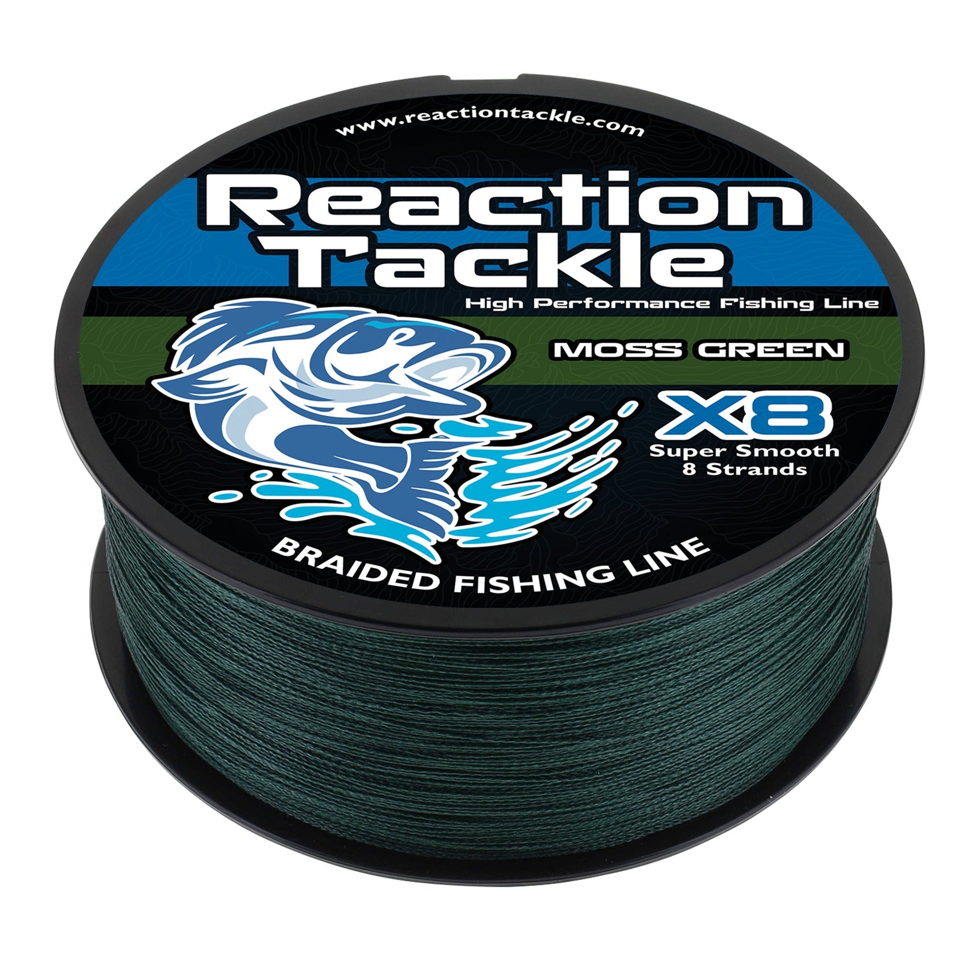 Reaction Tackle X8 Braided Fishing Line - Moss Green 8 Strand – 10lb Braided Fishing Line for fishing (1 view)