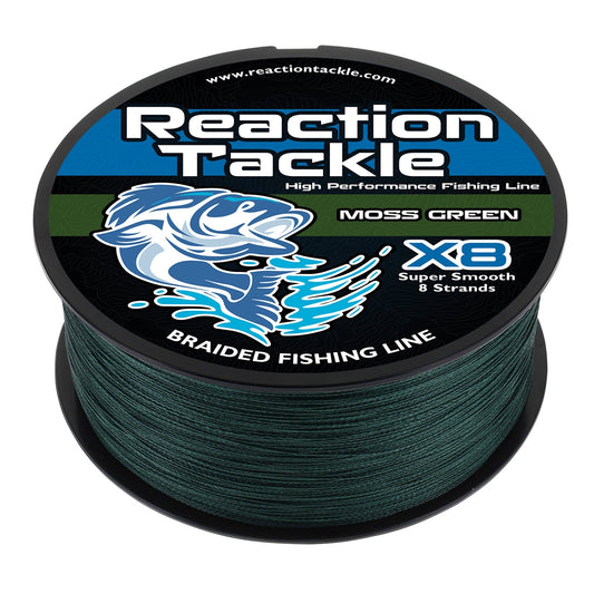 Reaction Tackle X8 Braided Fishing Line - Moss Green 8 Strand – 10lb Braided Fishing Line for fishing (1 view)