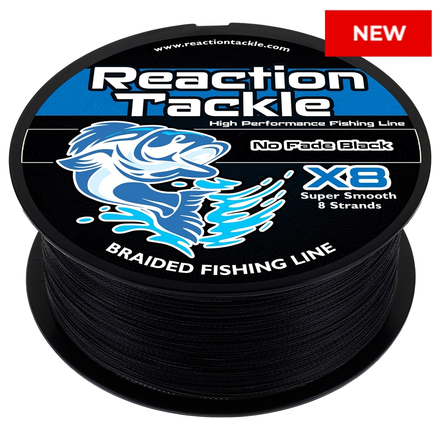 Reaction Tackle X8 Braided Fishing Line - NO FADE Black 8 Strand - NEW – 10lb Braided Fishing Line for fishing (1 view)