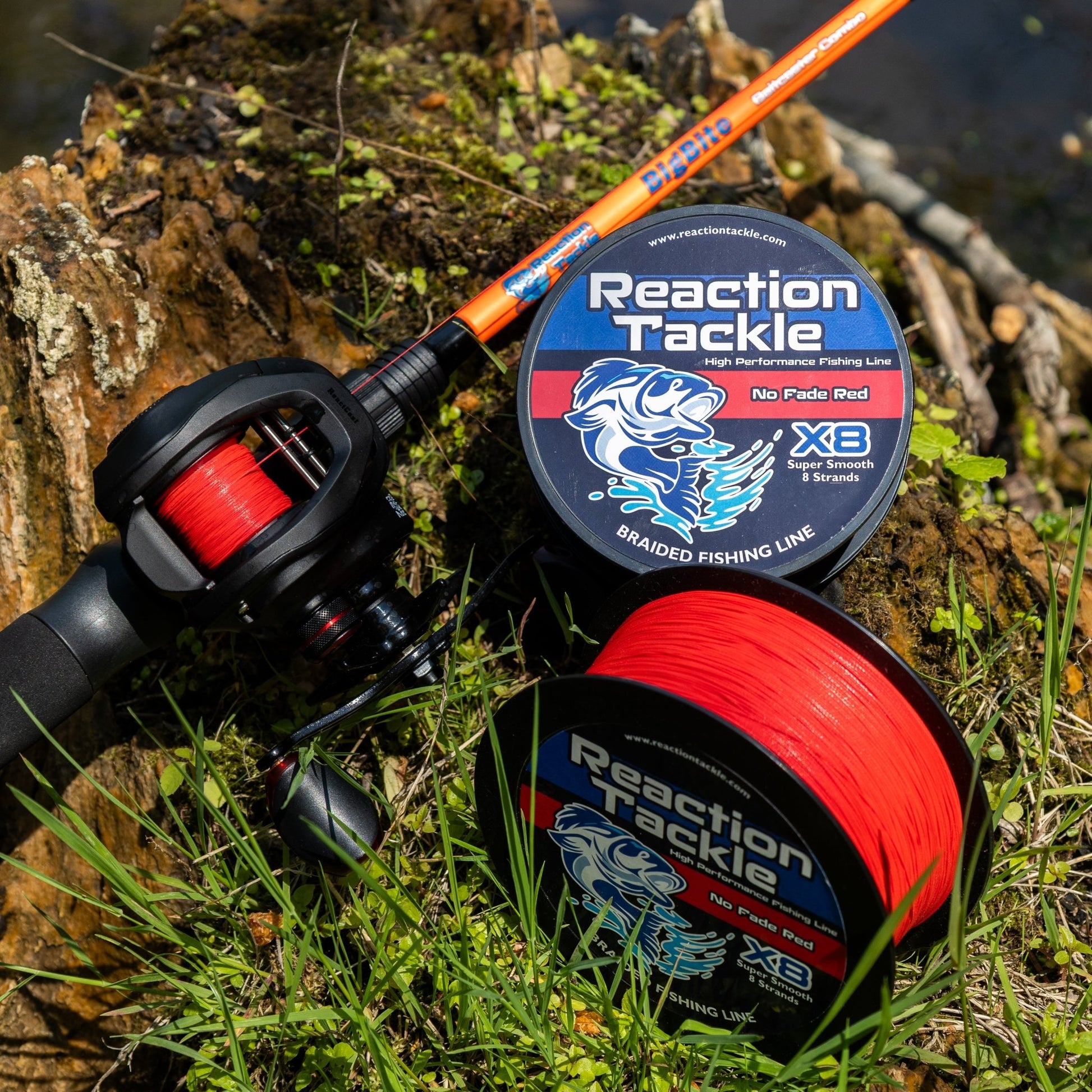 Reaction Tackle X8 Braided Fishing Line - NO FADE Red 8 Strand - NEW – 10lb Braided Fishing Line for fishing (4 view)