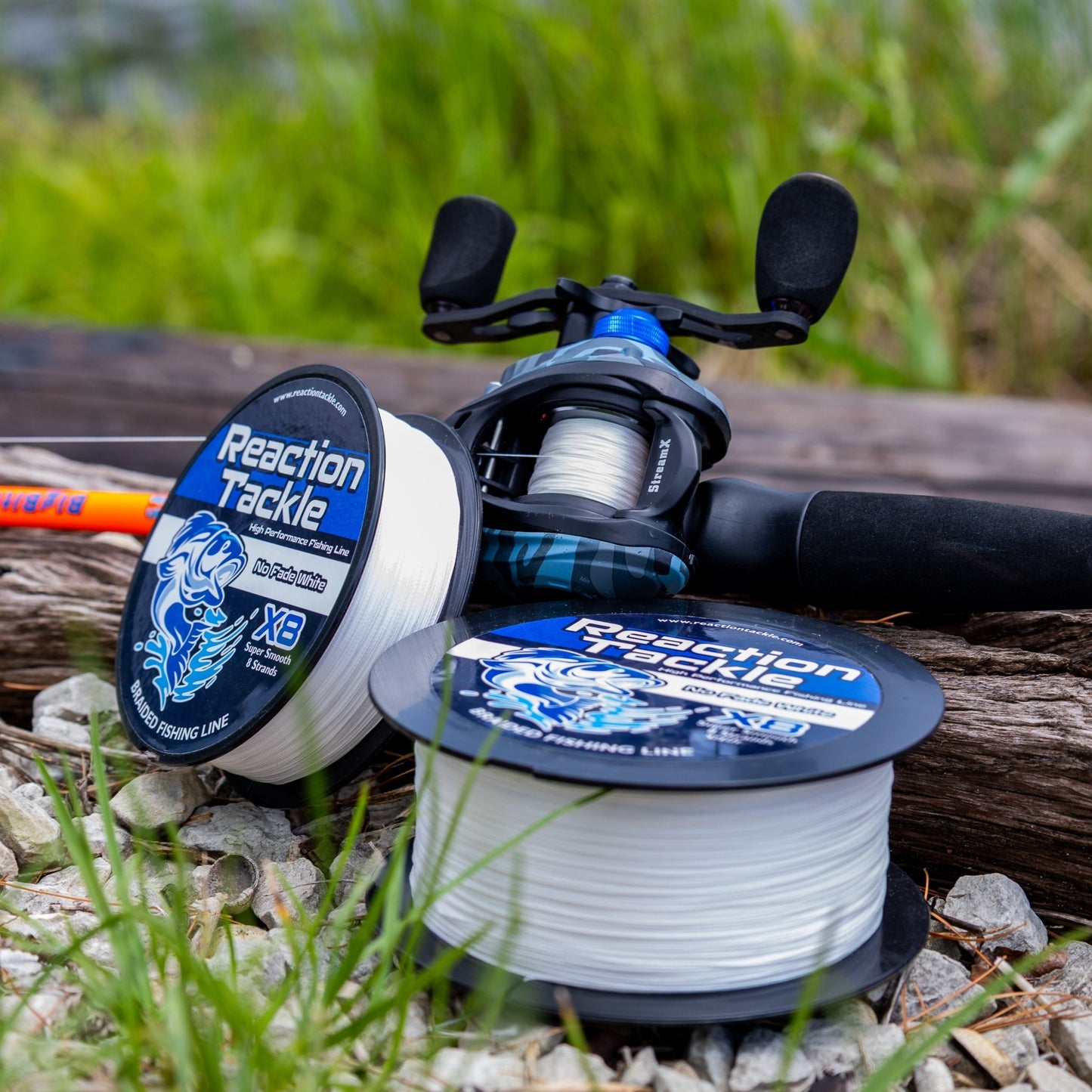 Reaction Tackle X8 Braided Fishing Line - NO FADE White 8 Strand - NEW – 10lb Braided Fishing Line for fishing (4 view)