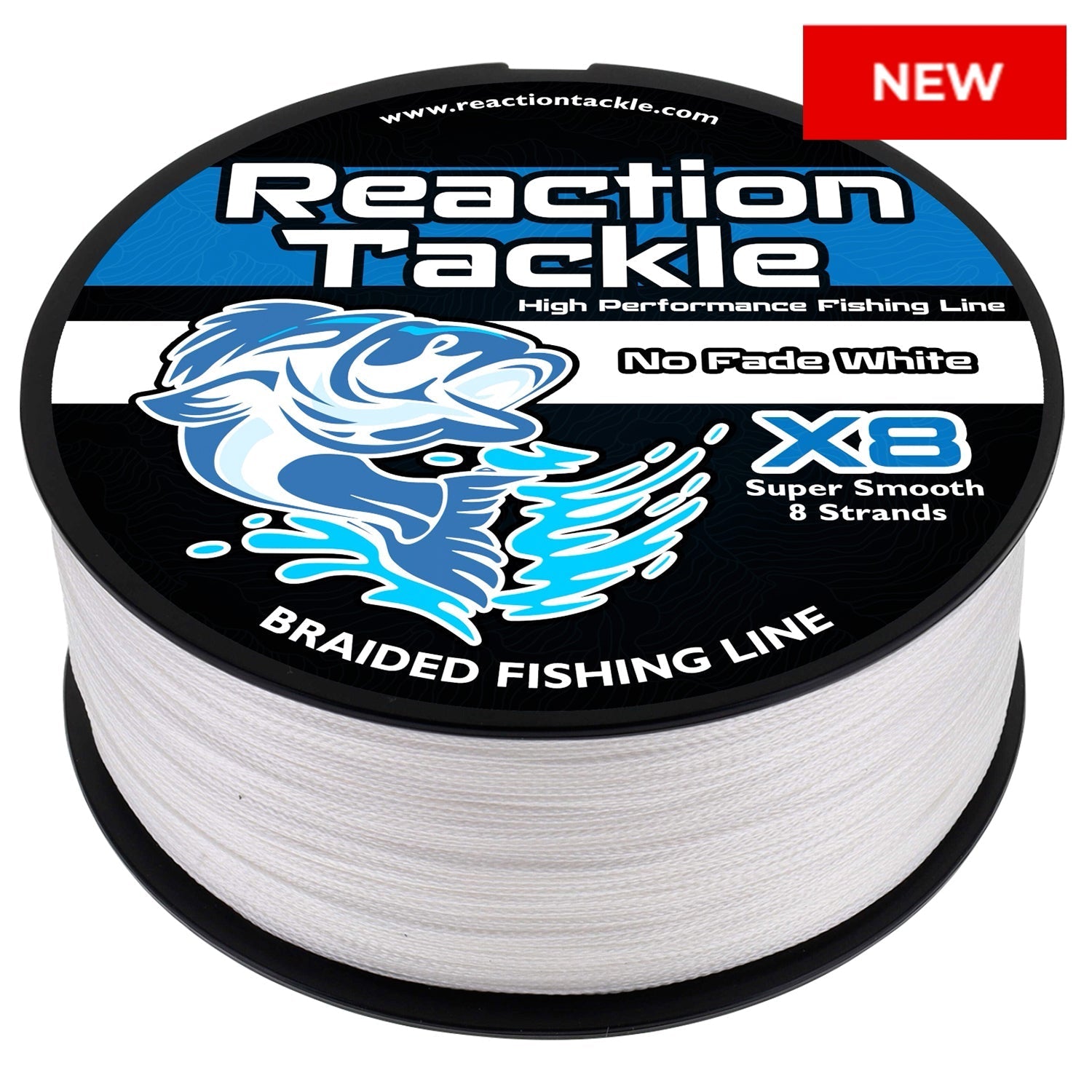 Reaction Tackle X8 Braided Fishing Line - NO FADE White 8 Strand - NEW – 10lb Braided Fishing Line for fishing (1 view)