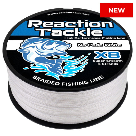 Reaction Tackle X8 Braided Fishing Line - NO FADE White 8 Strand - NEW – 10lb Braided Fishing Line for fishing (1 view)