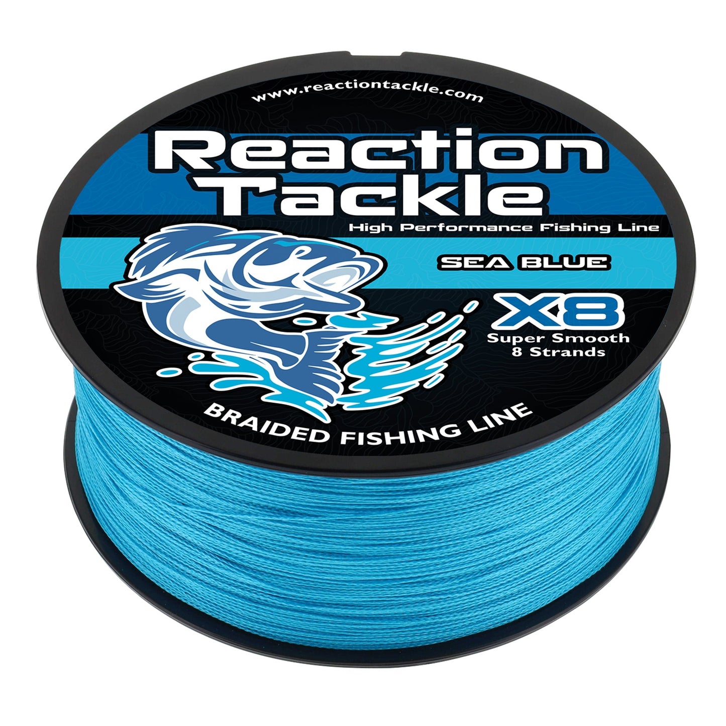 Reaction Tackle X8 Braided Fishing Line - Sea Blue 8 Strand – 10lb Braided Fishing Line for fishing (1 view)