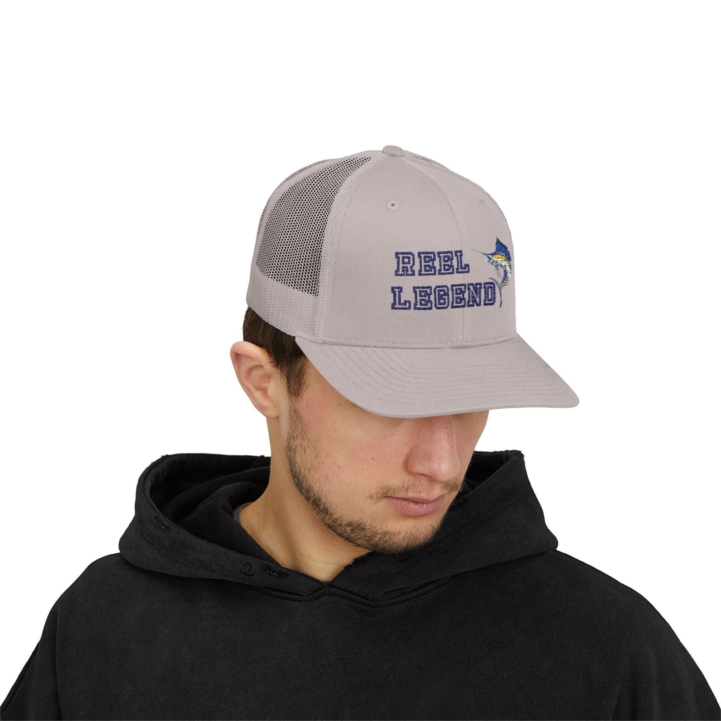 Reel Legend Snapback Trucker Cap | Fishing Hat, Outdoor Gear, Gift for Anglers, Casual Wear, Summer Accessory – Silver Hats for beach wear (23 view)