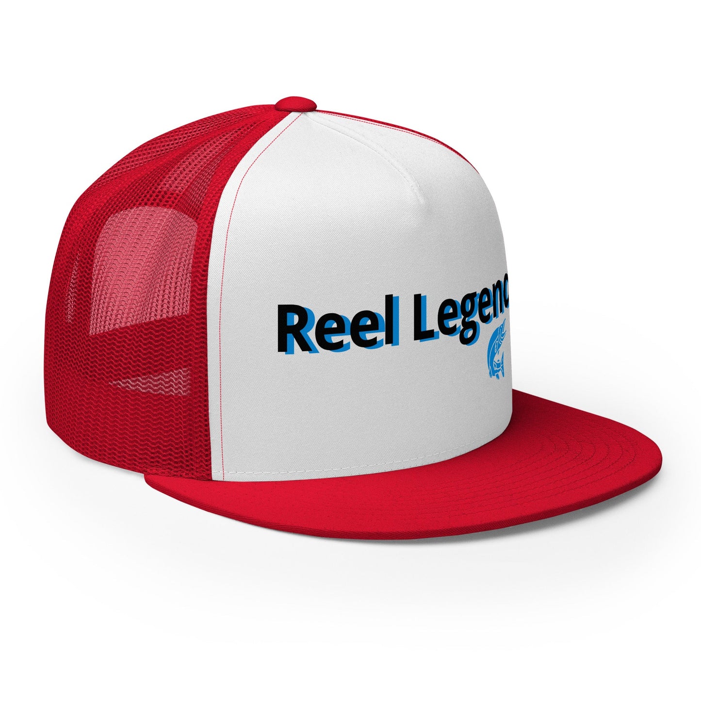 “Reel Legend” Trucker Cap – Classic Snapback Hat for Anglers – Red/ White/ Red Fishing Gear for Gone Fishing (36 view)