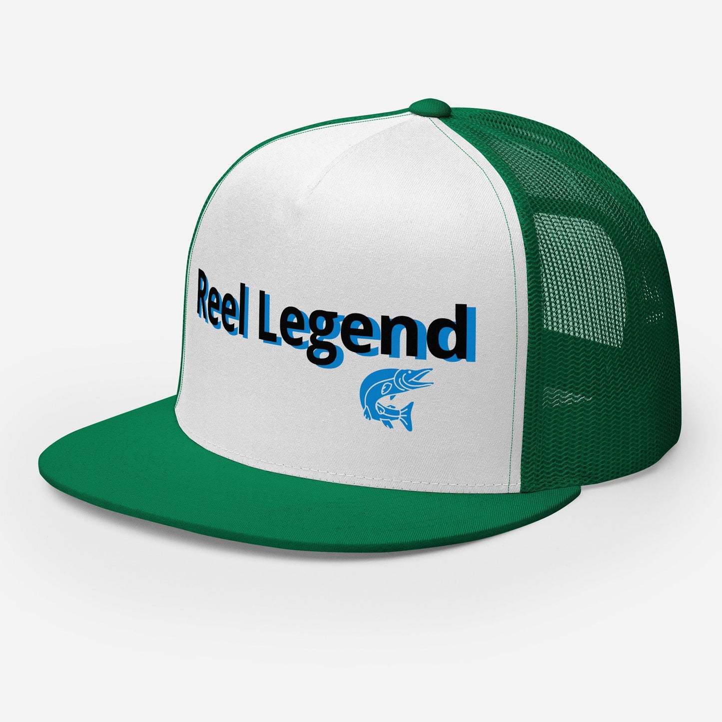 “Reel Legend” Trucker Cap – Classic Snapback Hat for Anglers – Kelly/ White/ Kelly Fishing Gear for Gone Fishing (22 view)