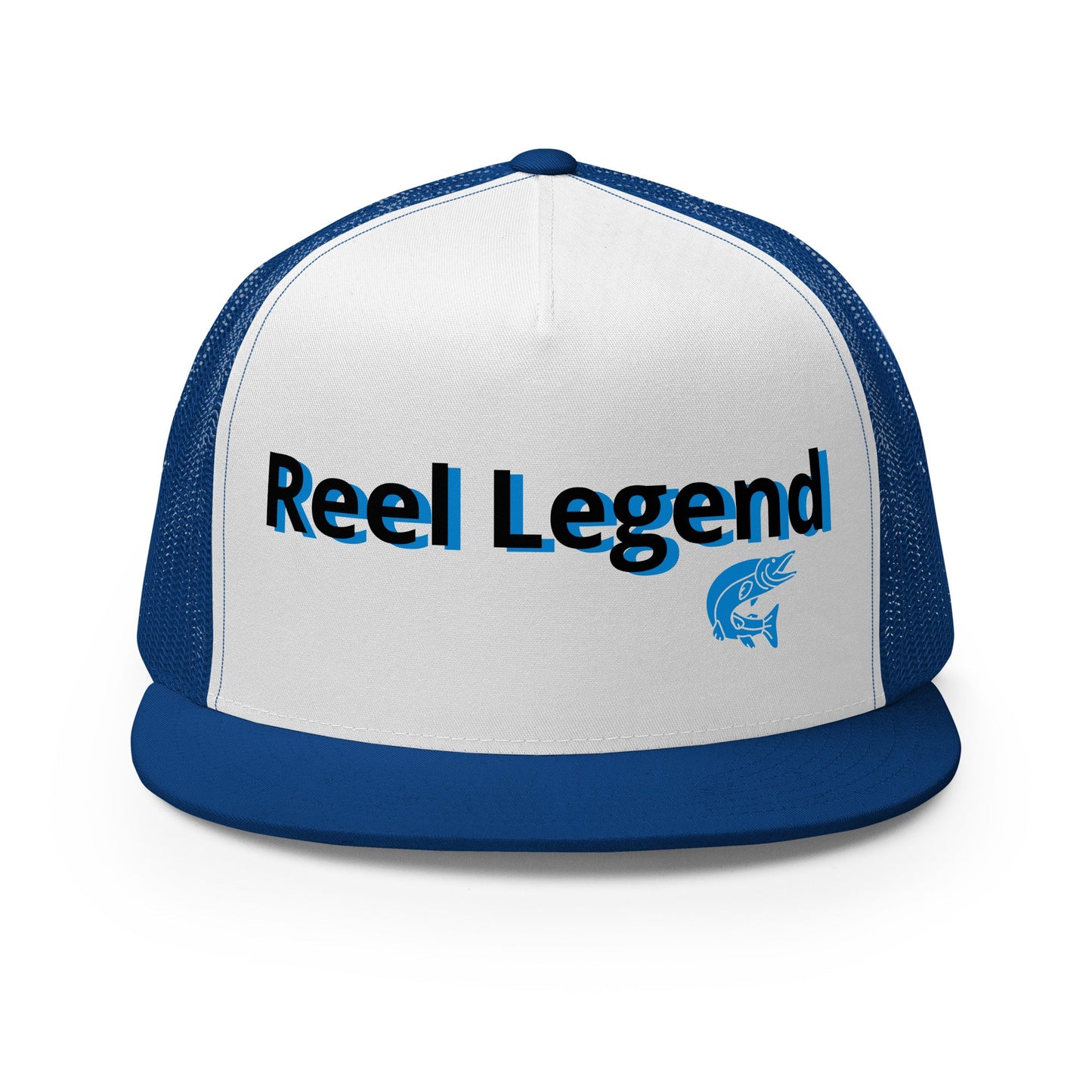 “Reel Legend” Trucker Cap – Classic Snapback Hat for Anglers – Royal/ White/ Royal Fishing Gear for Gone Fishing (25 view)