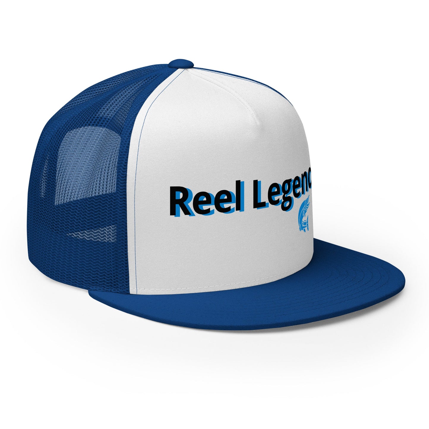 “Reel Legend” Trucker Cap – Classic Snapback Hat for Anglers – Royal/ White/ Royal Fishing Gear for Gone Fishing (30 view)