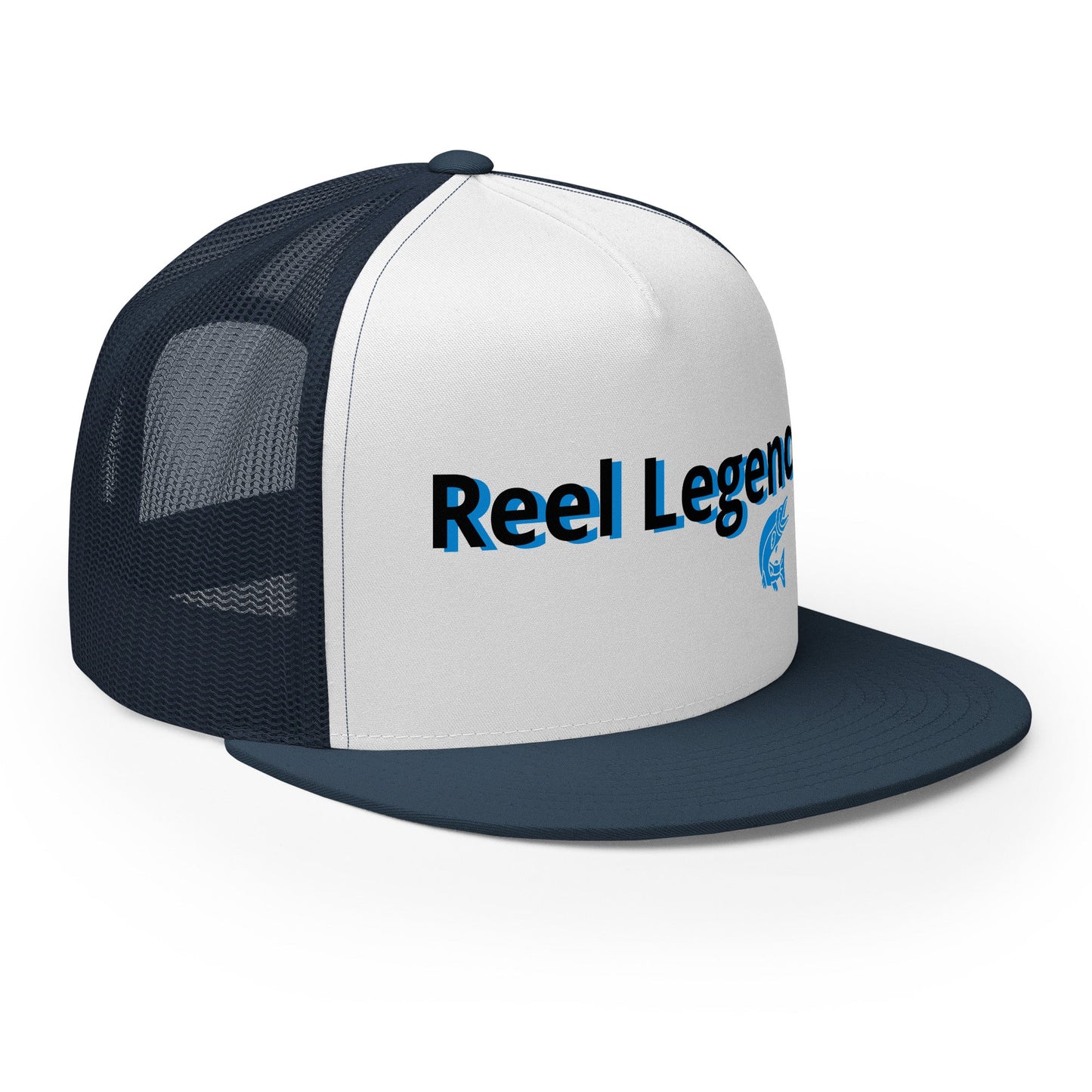 “Reel Legend” Trucker Cap – Classic Snapback Hat for Anglers – Navy/ White/ Navy Fishing Gear for Gone Fishing (42 view)