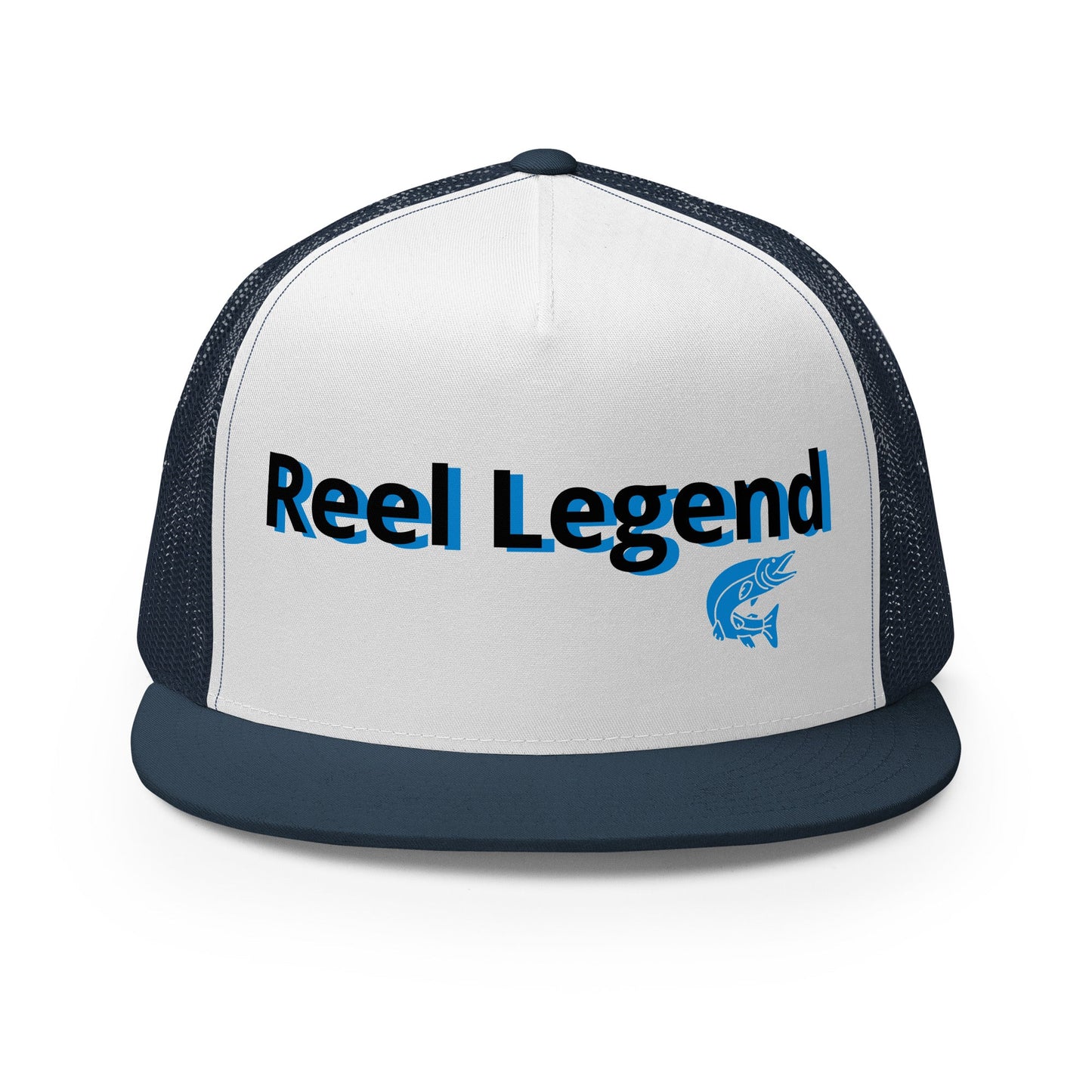 “Reel Legend” Trucker Cap – Classic Snapback Hat for Anglers – Navy/ White/ Navy Fishing Gear for Gone Fishing (37 view)