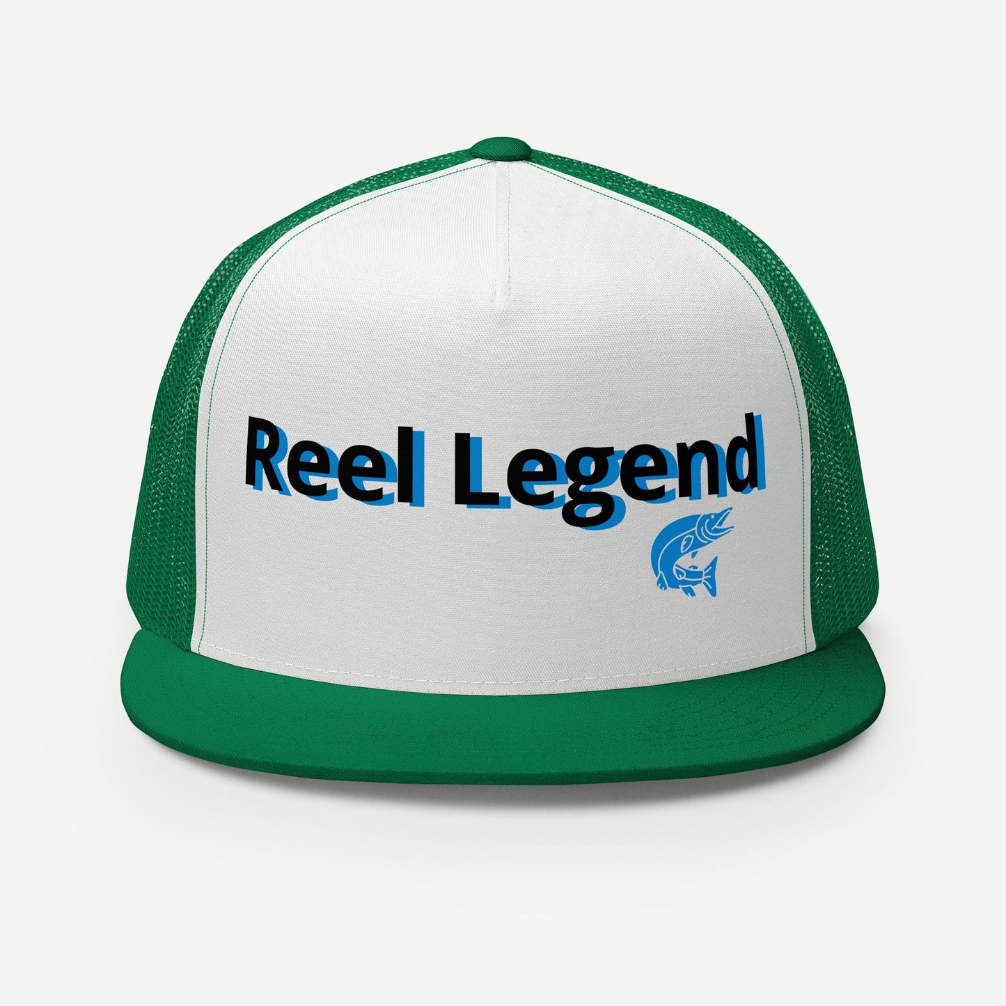 “Reel Legend” Trucker Cap – Classic Snapback Hat for Anglers – Kelly/ White/ Kelly Fishing Gear for Gone Fishing (20 view)