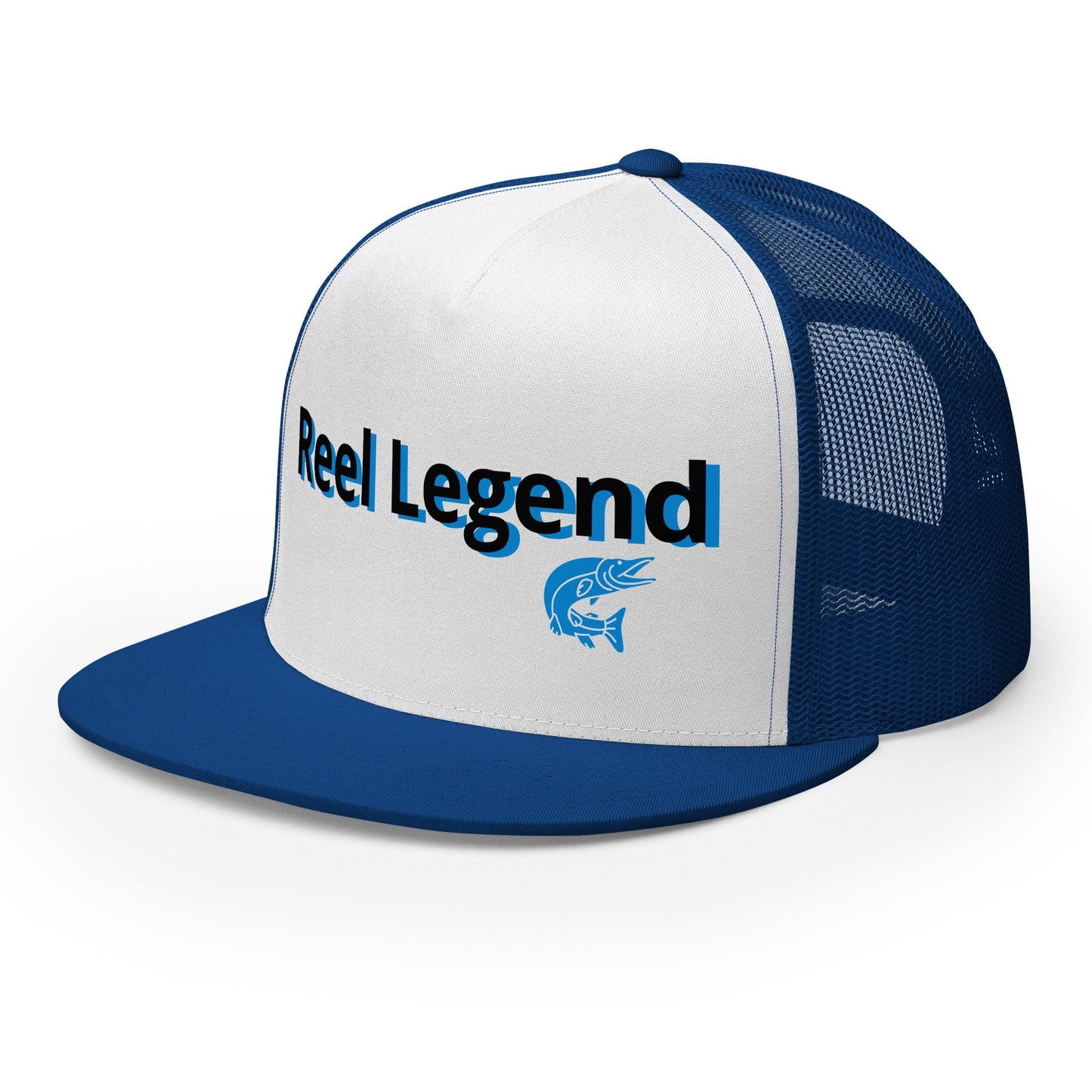 “Reel Legend” Trucker Cap – Classic Snapback Hat for Anglers – Royal/ White/ Royal Fishing Gear for Gone Fishing (28 view)