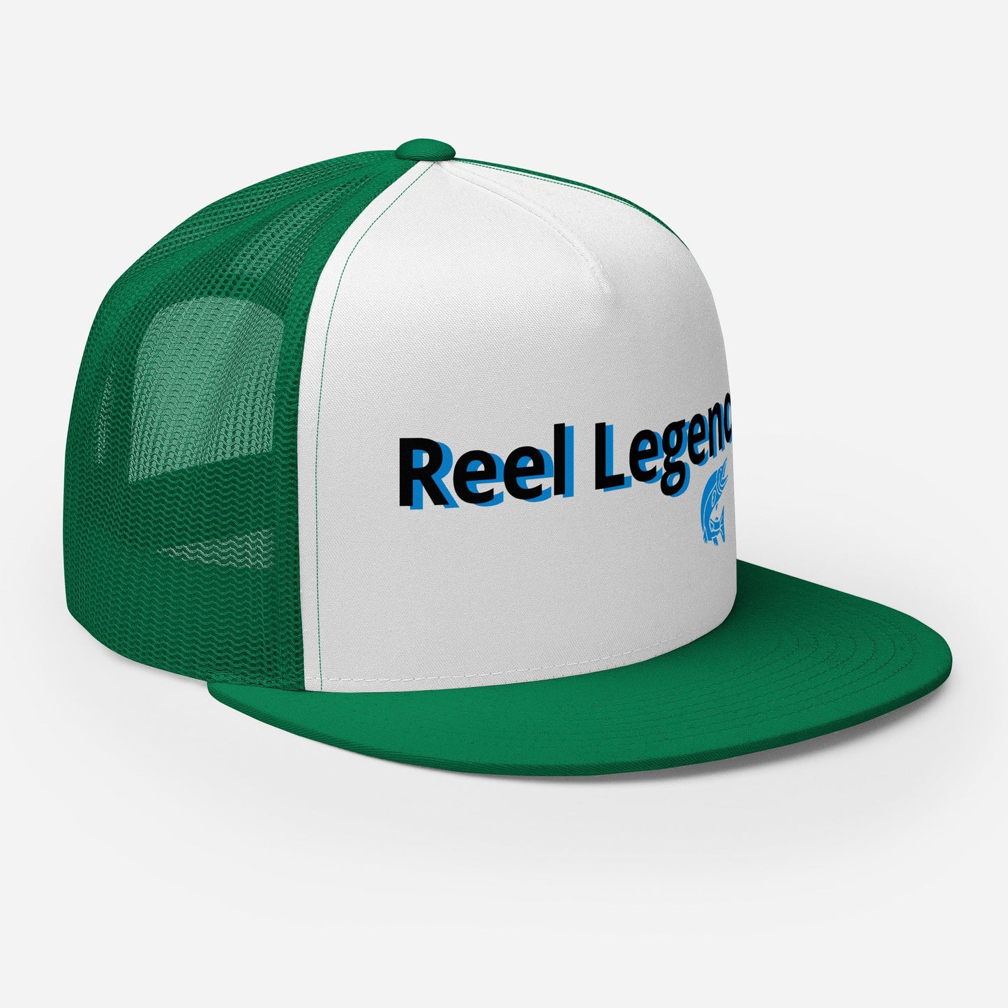 “Reel Legend” Trucker Cap – Classic Snapback Hat for Anglers – Kelly/ White/ Kelly Fishing Gear for Gone Fishing (24 view)