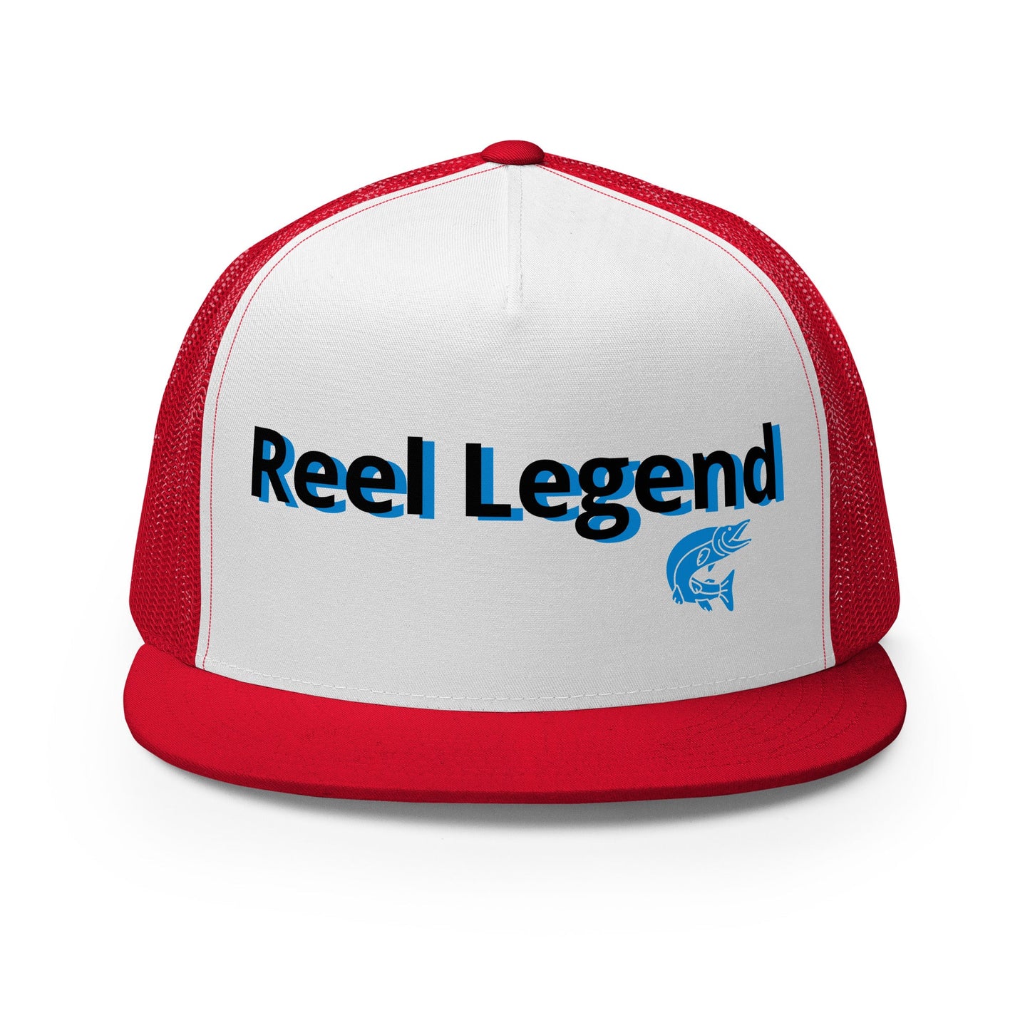 “Reel Legend” Trucker Cap – Classic Snapback Hat for Anglers – Red/ White/ Red Fishing Gear by SbrTnHomes