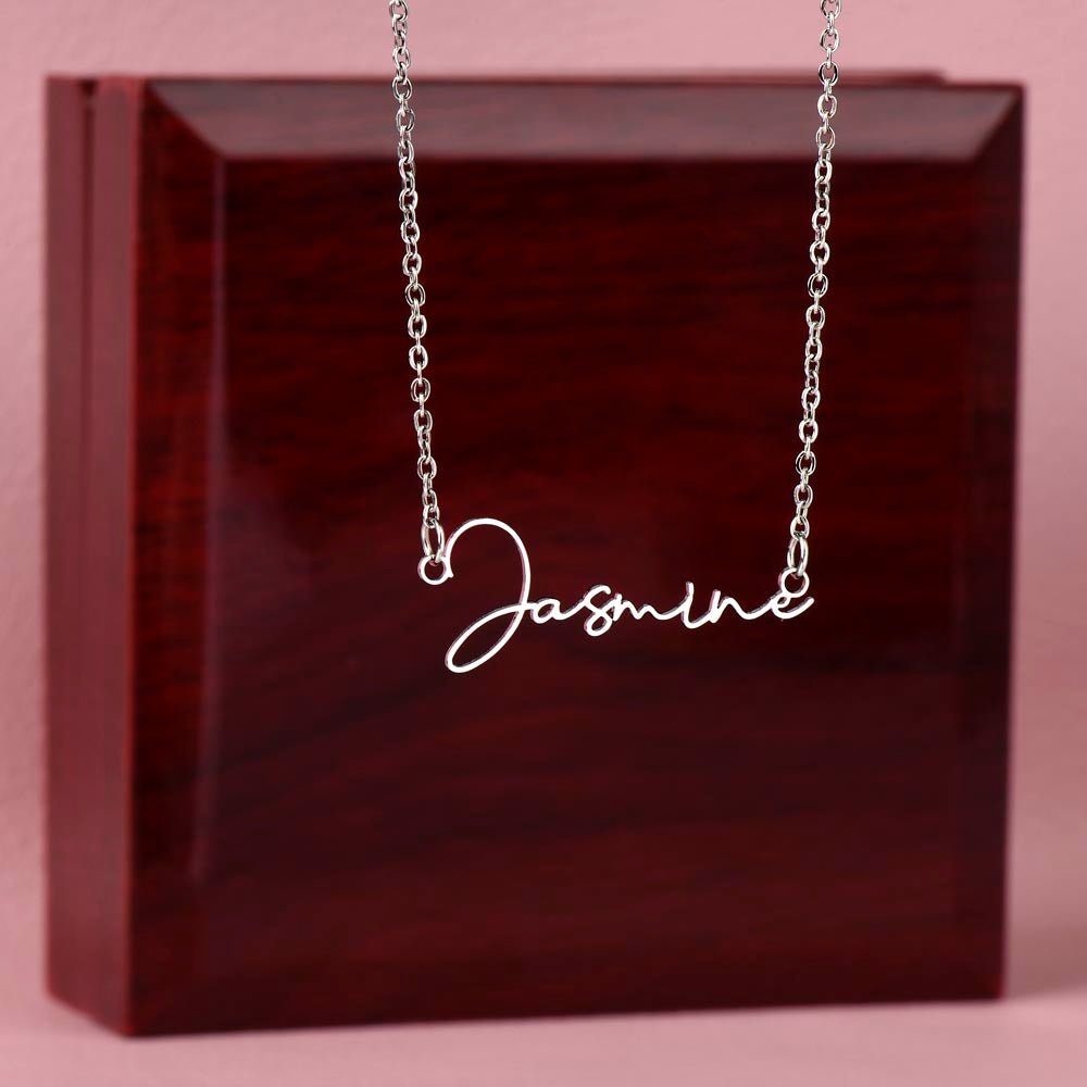 Signature Style Name Necklace – Custom Keepsake They’ll Treasure | Personalized Jewelry – Polished Stainless Steel Jewelry for 18k gold necklace (5 view)