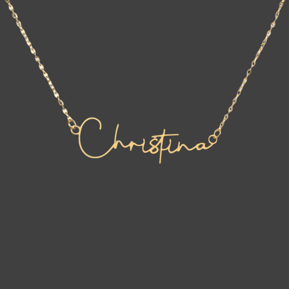 Signature Style Name Necklace – Custom Keepsake They’ll Treasure | Personalized Jewelry – Gold Finish Over Stainless Steel Jewelry for 18k gold necklace (3 view)