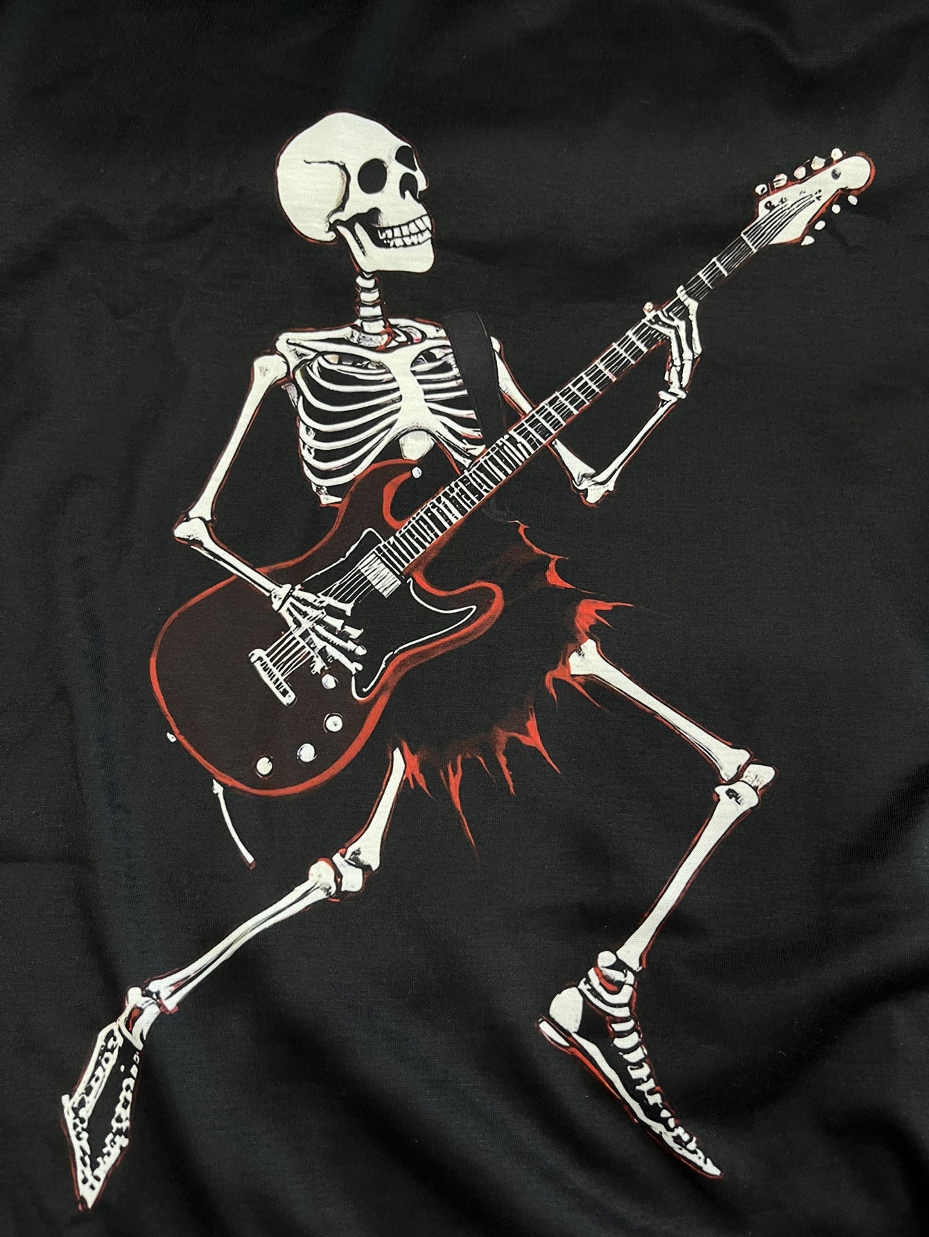 Skull Guitar T-Shirt – Men's Retro Rocker Tee for Casual & Halloween Style | Short Sleeve Streetwear – Black Mens Top for Best Sellers (5 view)