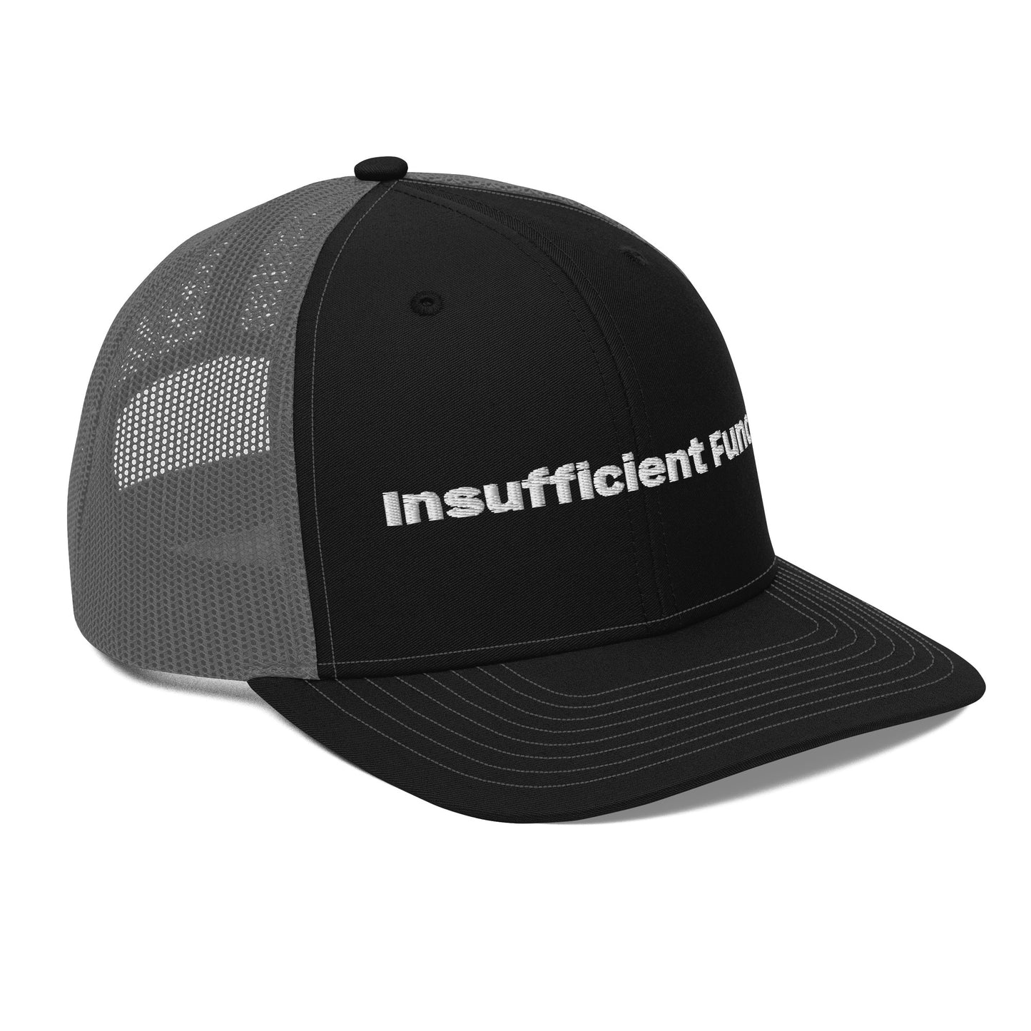 Insufficient Funds Trucker Cap – Black / Charcoal Accessories for gift (3 view)