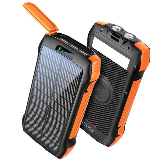 Solar Power Bank 20,000mAh – IP67, Dual - Mode Fast Charge | 3 - Port + Wireless – As shown in the picture Camping Gear for 20000mAh (1 view)