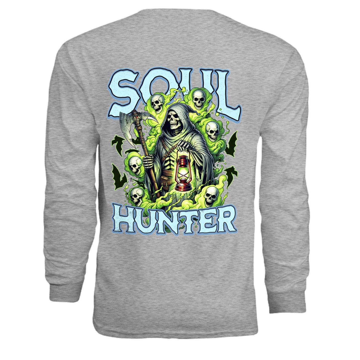 Soul Hunter – Grim Reaper Glow Tee | Gothic Streetwear by RM Outpost – SPORT GREY T-Shirt for Apparel (4 view)