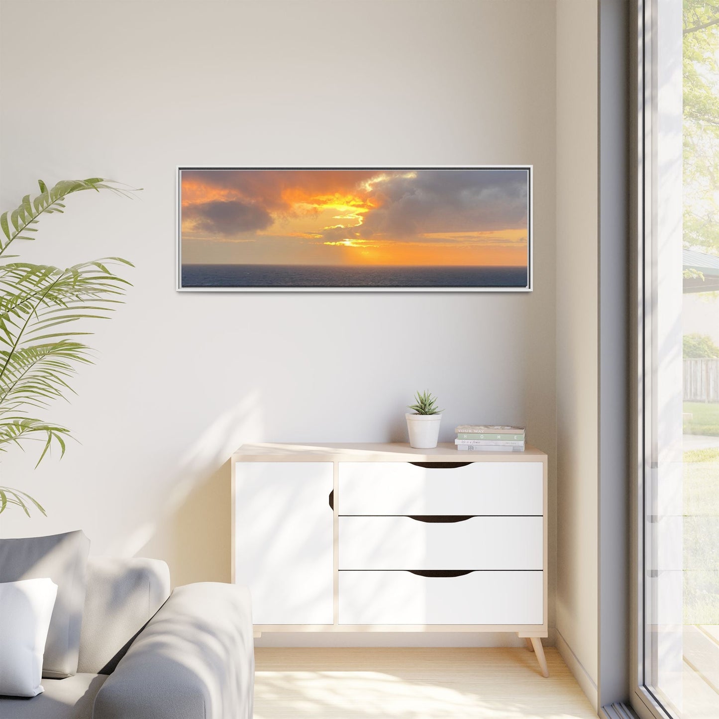 Stormy Sunset Over the Sea – Dramatic Ocean Canvas Wall Art | Moody Coastal Photography Print – 60" x 40" (Horizontal) Canvas for beach theme (124 view)