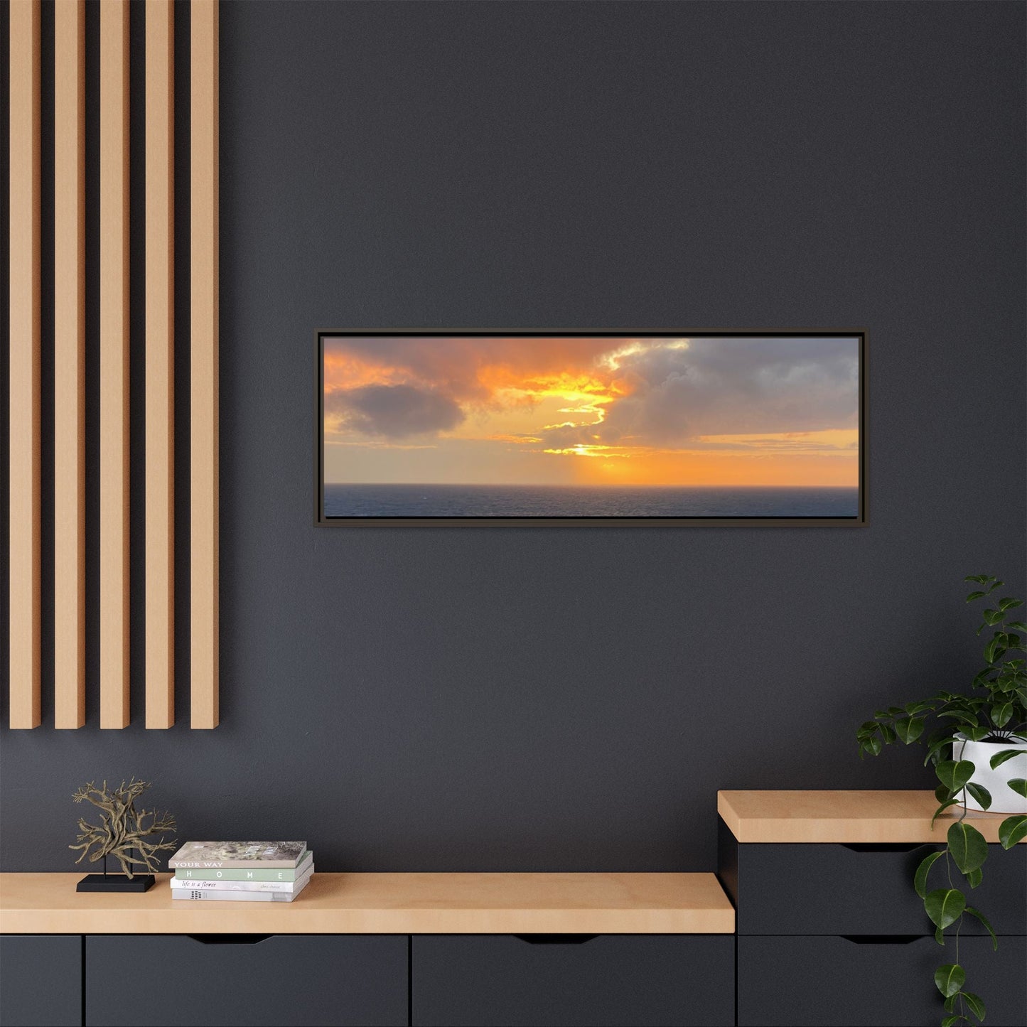 Stormy Sunset Over the Sea – Dramatic Ocean Canvas Wall Art | Moody Coastal Photography Print – 60" x 40" (Horizontal) Canvas by Printify