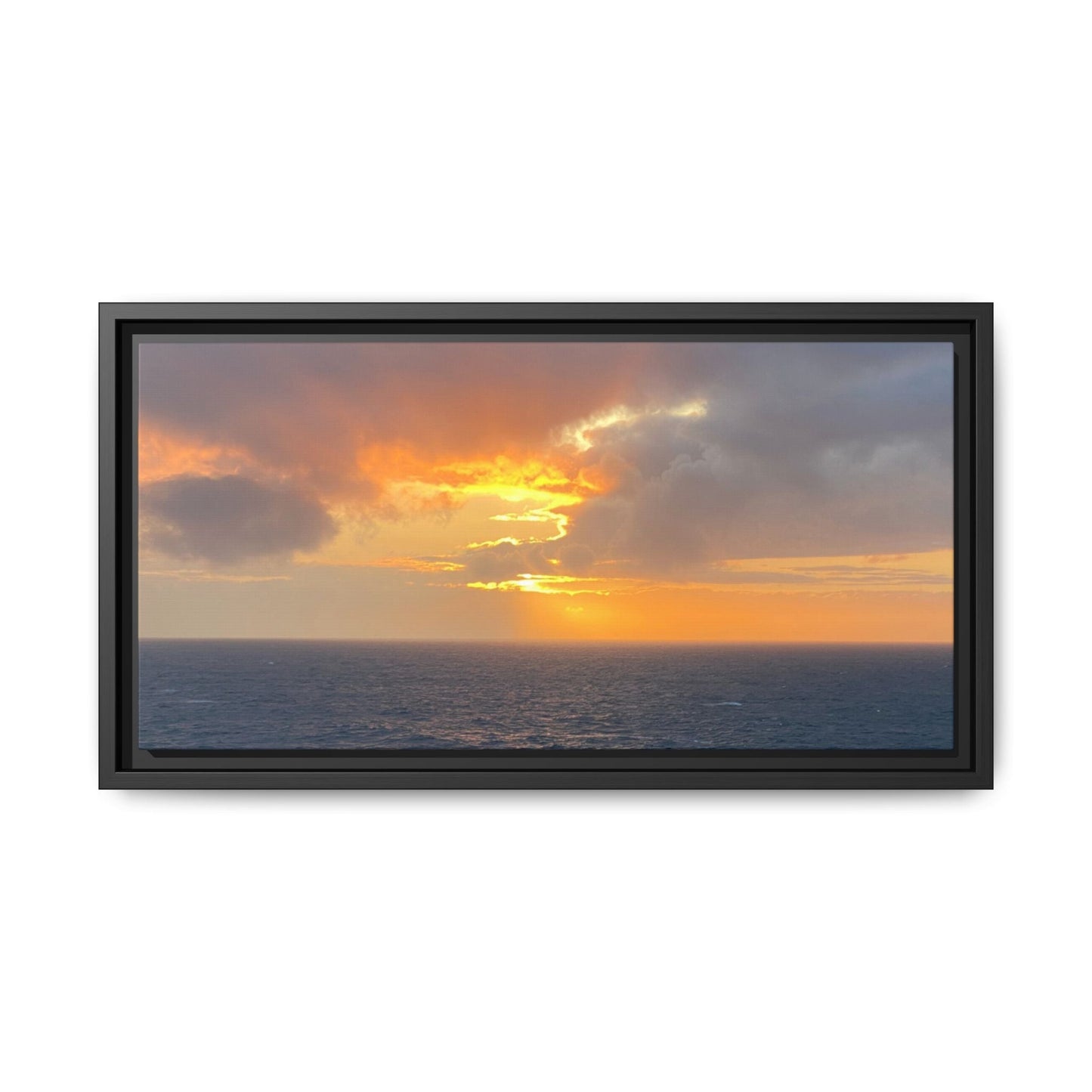 Stormy Sunset Over the Sea – Dramatic Ocean Canvas Wall Art | Moody Coastal Photography Print – 20" x 10" (Horizontal) Canvas for beach theme (22 view)