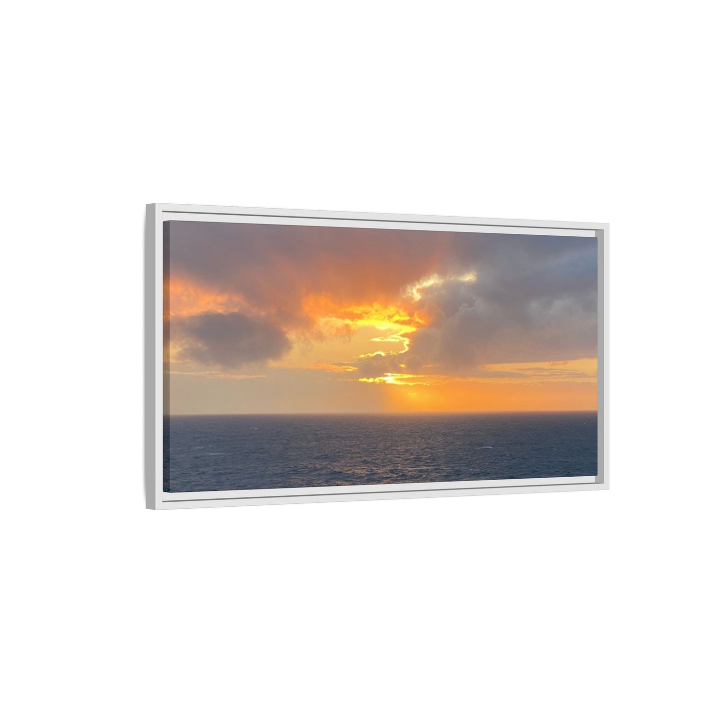 Stormy Sunset Over the Sea – Dramatic Ocean Canvas Wall Art | Moody Coastal Photography Print – 18″ x 12″ (Horizontal) Canvas for beach theme (141 view)
