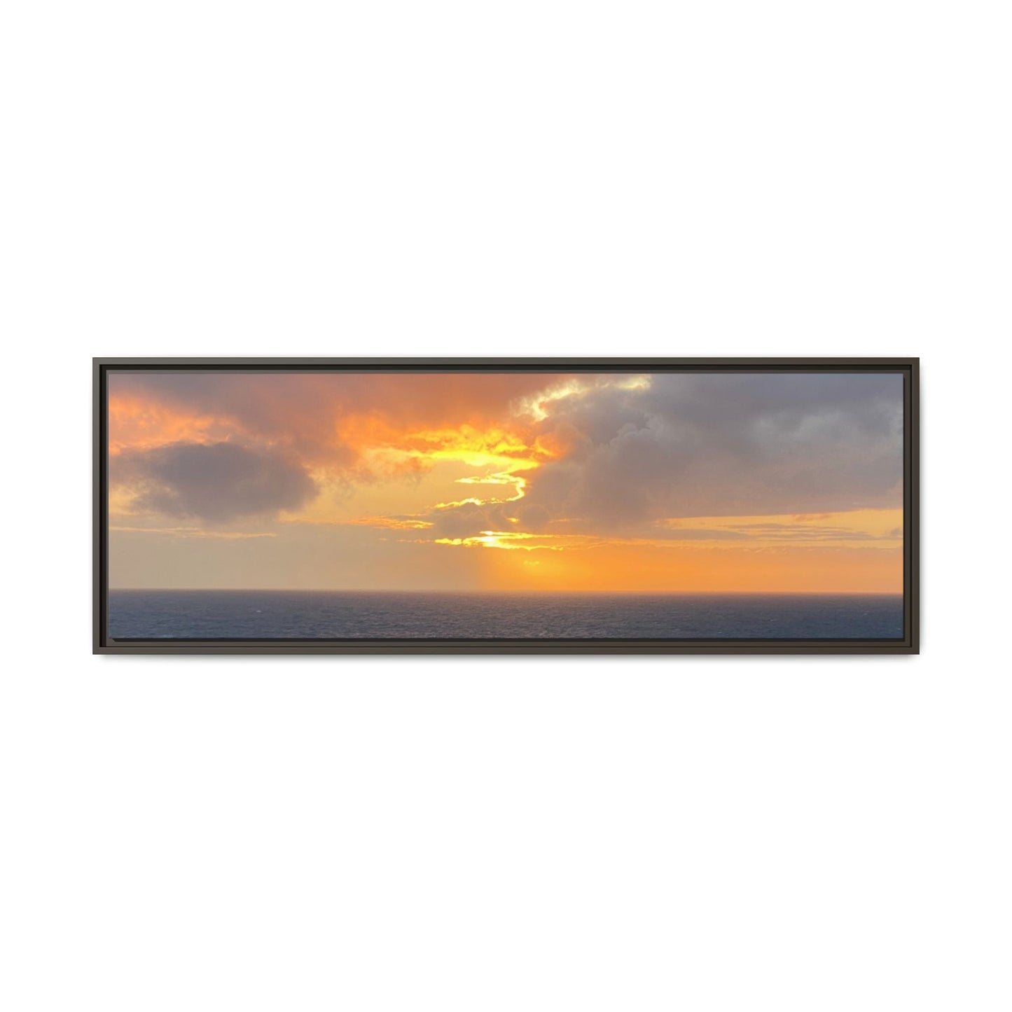 Stormy Sunset Over the Sea – Dramatic Ocean Canvas Wall Art | Moody Coastal Photography Print – 48" x 16" (Horizontal) Canvas for beach theme (11 view)