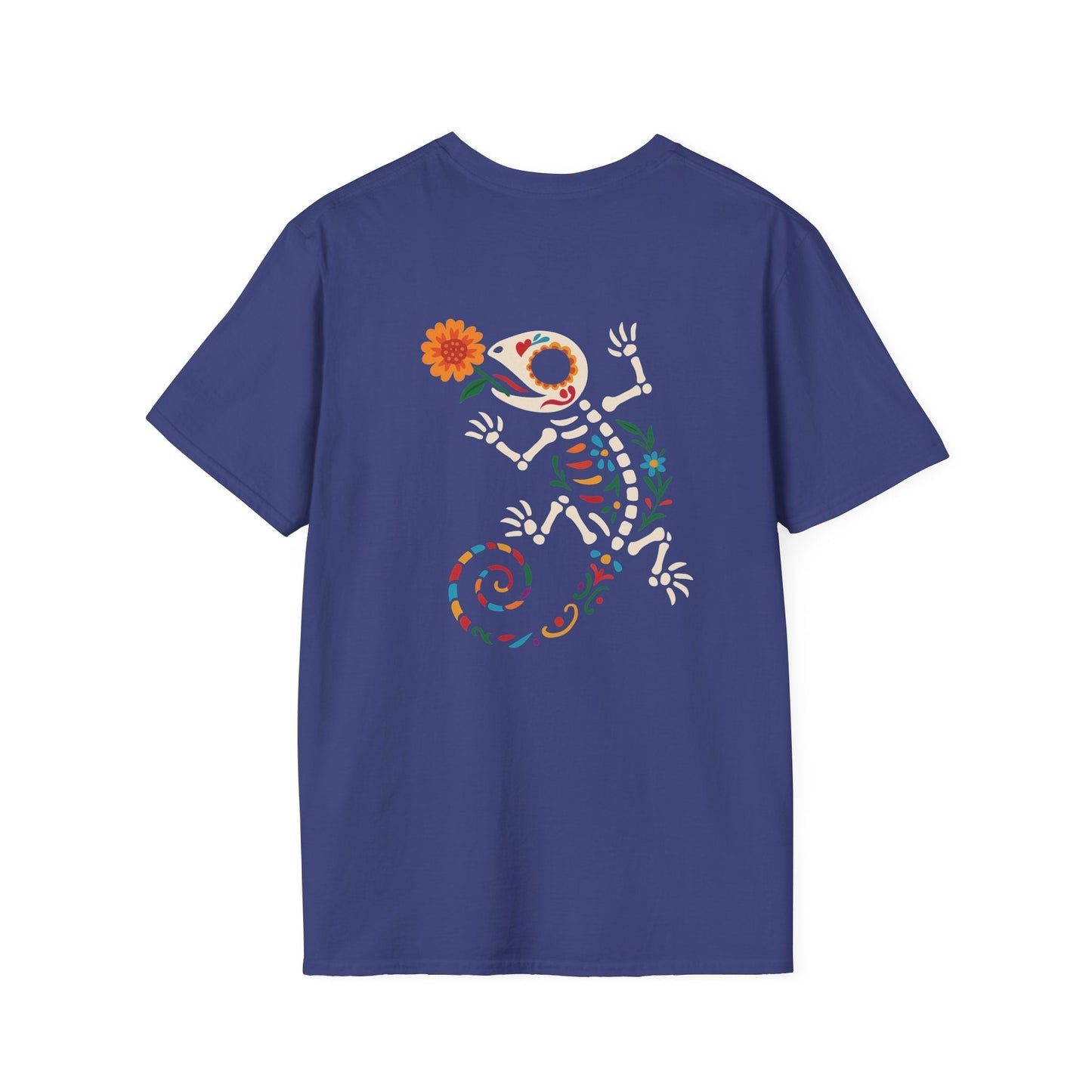 Sugar Skull Lizard Tee – Floral Skeleton Charm with Day of the Dead Vibes | Lizard Designs Shirt – Metro Blue T-Shirt for casual wear (47 view)