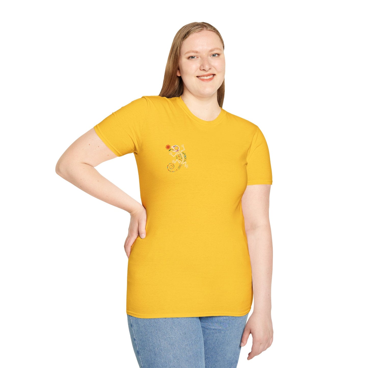 Sugar Skull Lizard Tee – Floral Skeleton Charm with Day of the Dead Vibes | Lizard Designs Shirt – Daisy T-Shirt for casual wear (19 view)