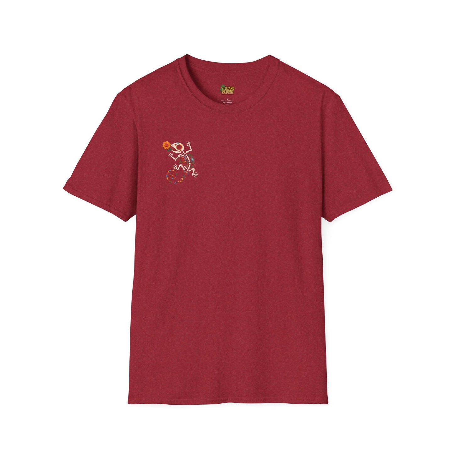 Sugar Skull Lizard Tee – Floral Skeleton Charm with Day of the Dead Vibes | Lizard Designs Shirt – Antique Cherry Red T-Shirt for casual wear (56 view)