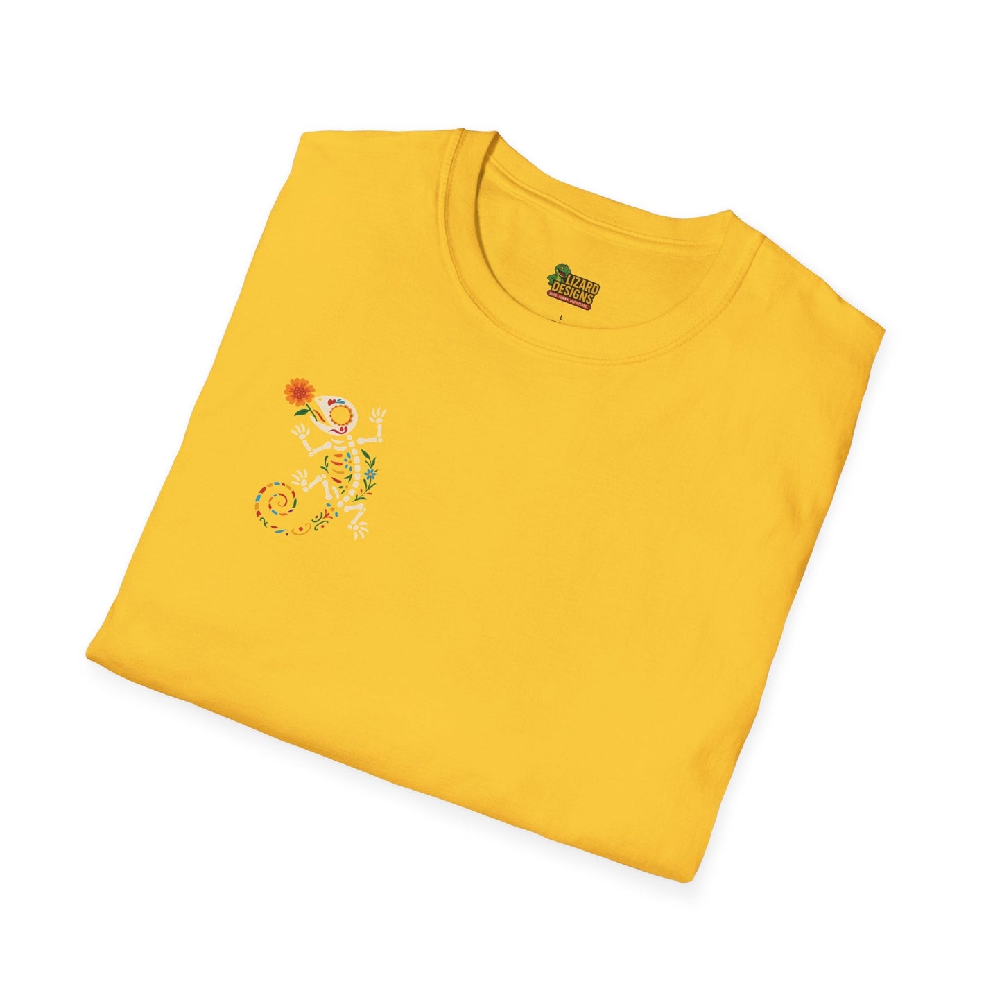 Sugar Skull Lizard Tee – Floral Skeleton Charm with Day of the Dead Vibes | Lizard Designs Shirt – Daisy T-Shirt for casual wear (18 view)