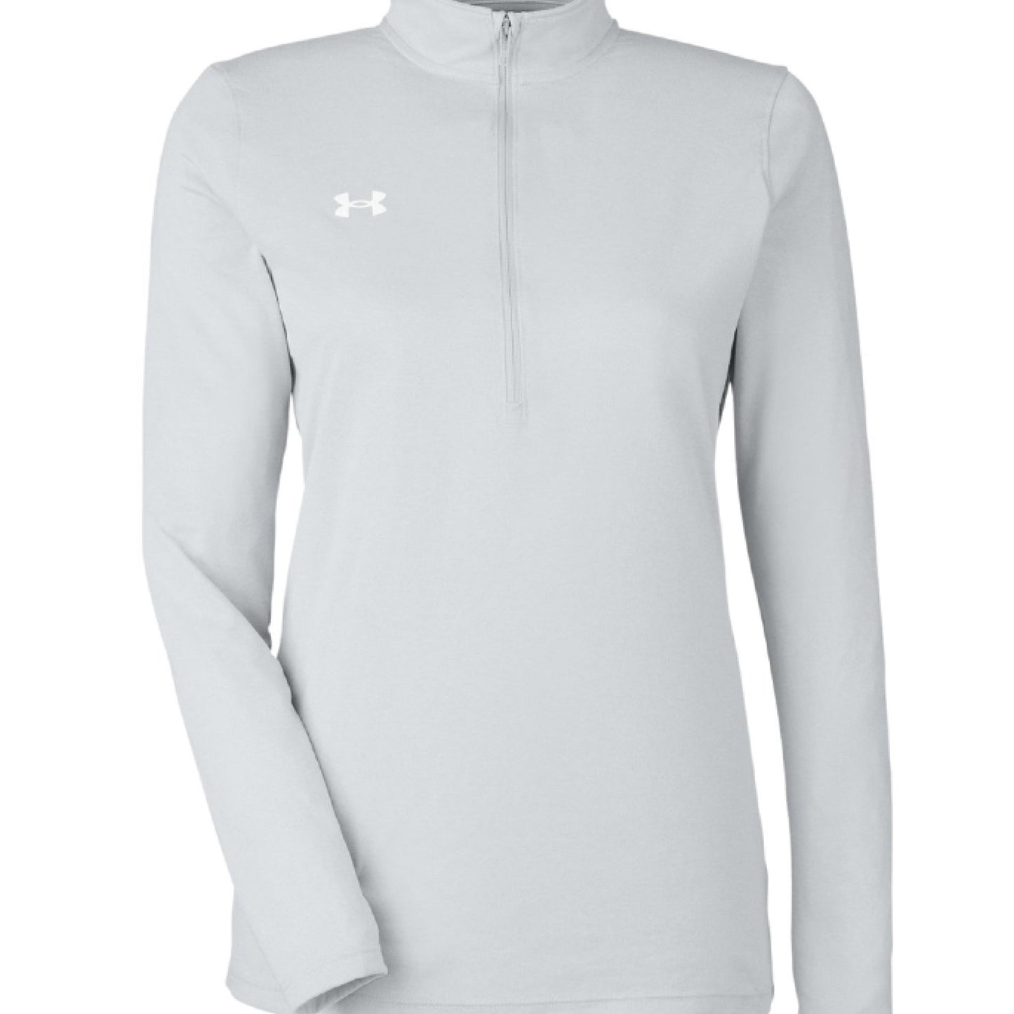 Sugar - Skull Pup – Vibrant Día de Muertos Under Armour Half - Zip | Ladies Performance Top – RED/ WHITE _600 activewear for anti - odor (5 view)