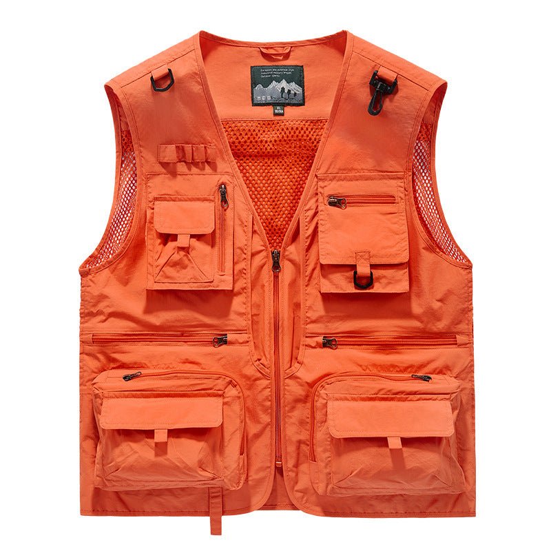 Summer Tactical Vest – 14 - Pocket Lightweight Mesh | Fishing, Hiking, Photography & Work – Orange Coats & Jackets for ExtendedShip (5 view)